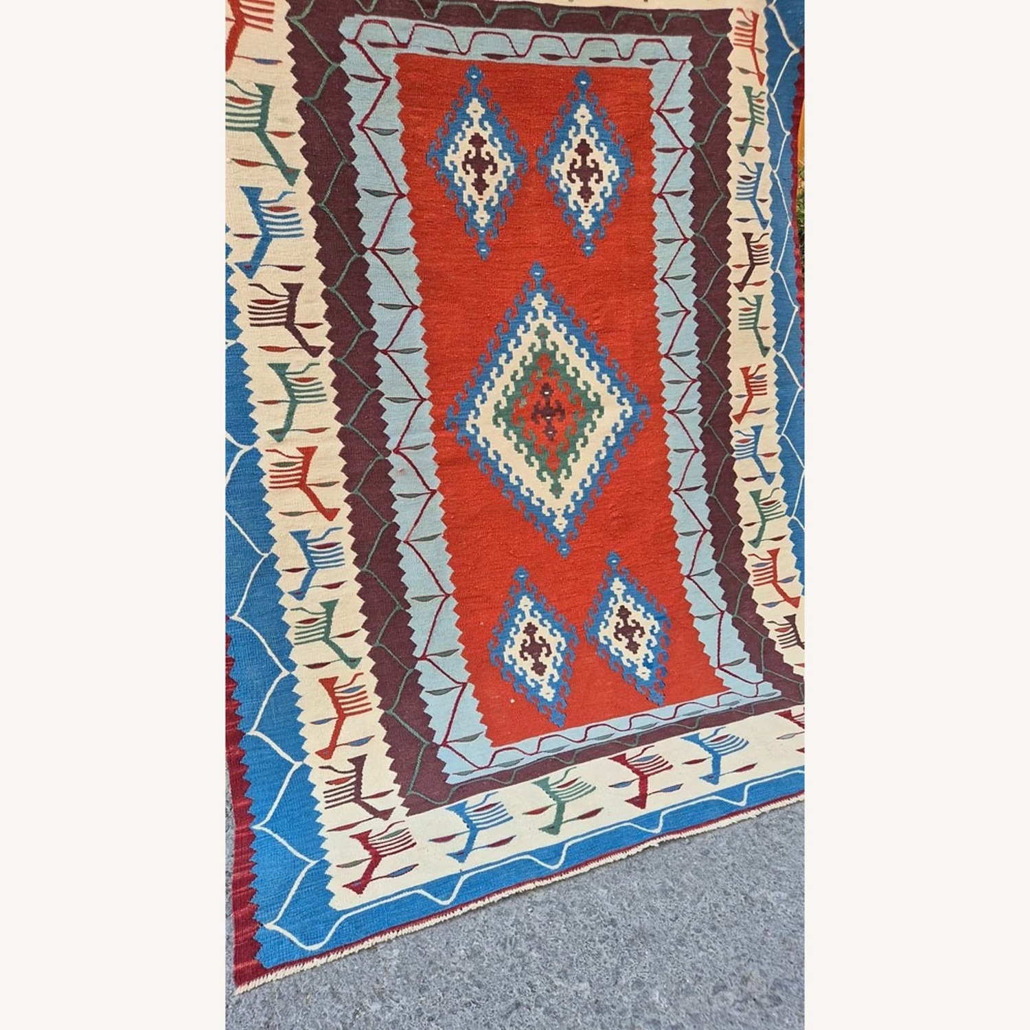 Oushak Flat-Weave Accent Rug Traditional Motfis - image-8