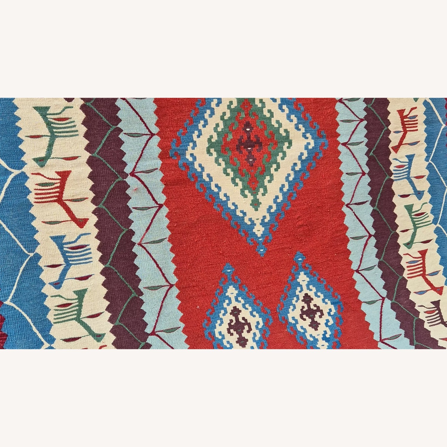 Oushak Flat-Weave Accent Rug Traditional Motfis - image-2