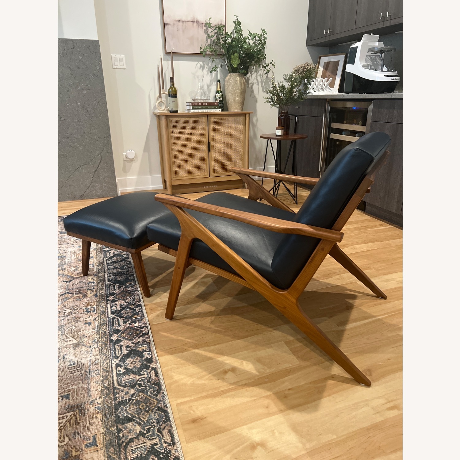 Crate And Barrel Cavett Cavett Leather Wood Frame Chair Crate And