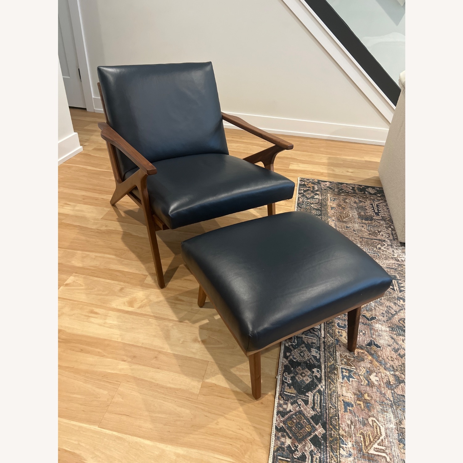 Crate & Barrel Cavett Leather Chair and Ottoman - image-1