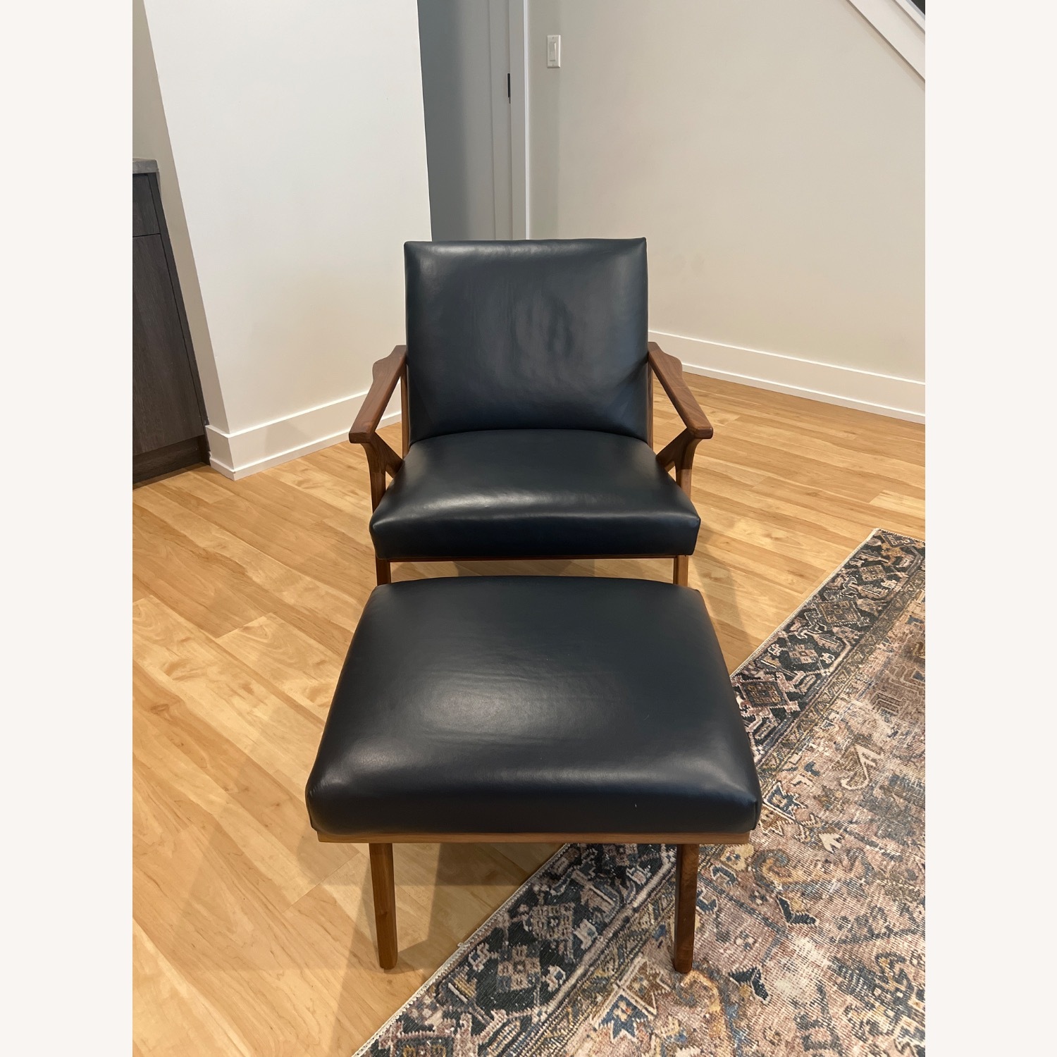 Crate & Barrel Cavett Leather Chair and Ottoman - image-2