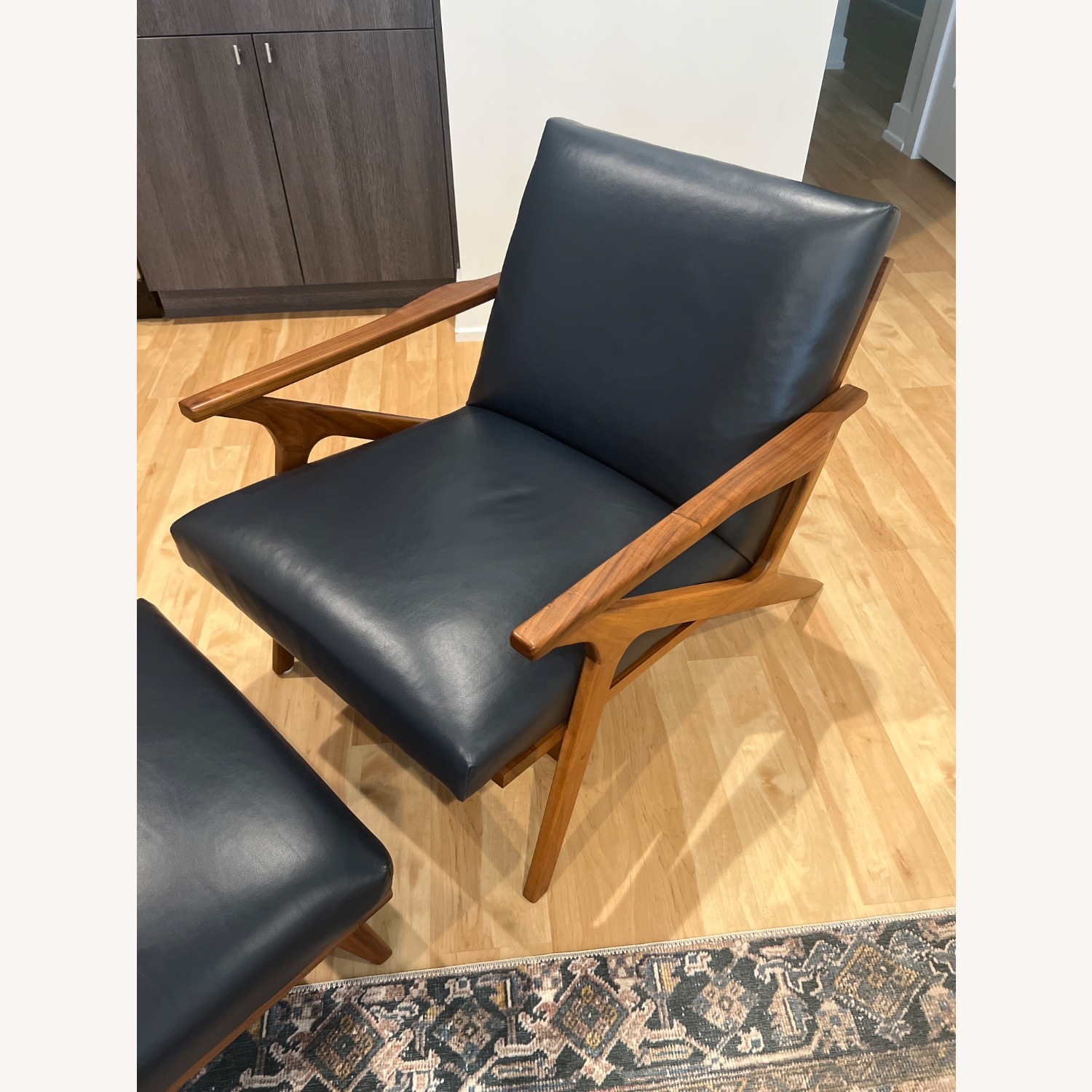Crate & Barrel Cavett Leather Chair and Ottoman - image-6