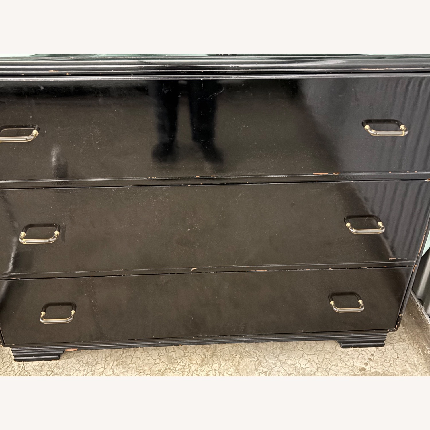 Art Deco Black Lacquer Dresser with Mirror - image-2