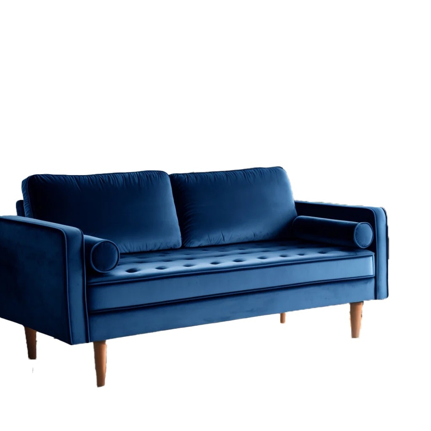 Navy Velvet Tufted Sofa - image-1