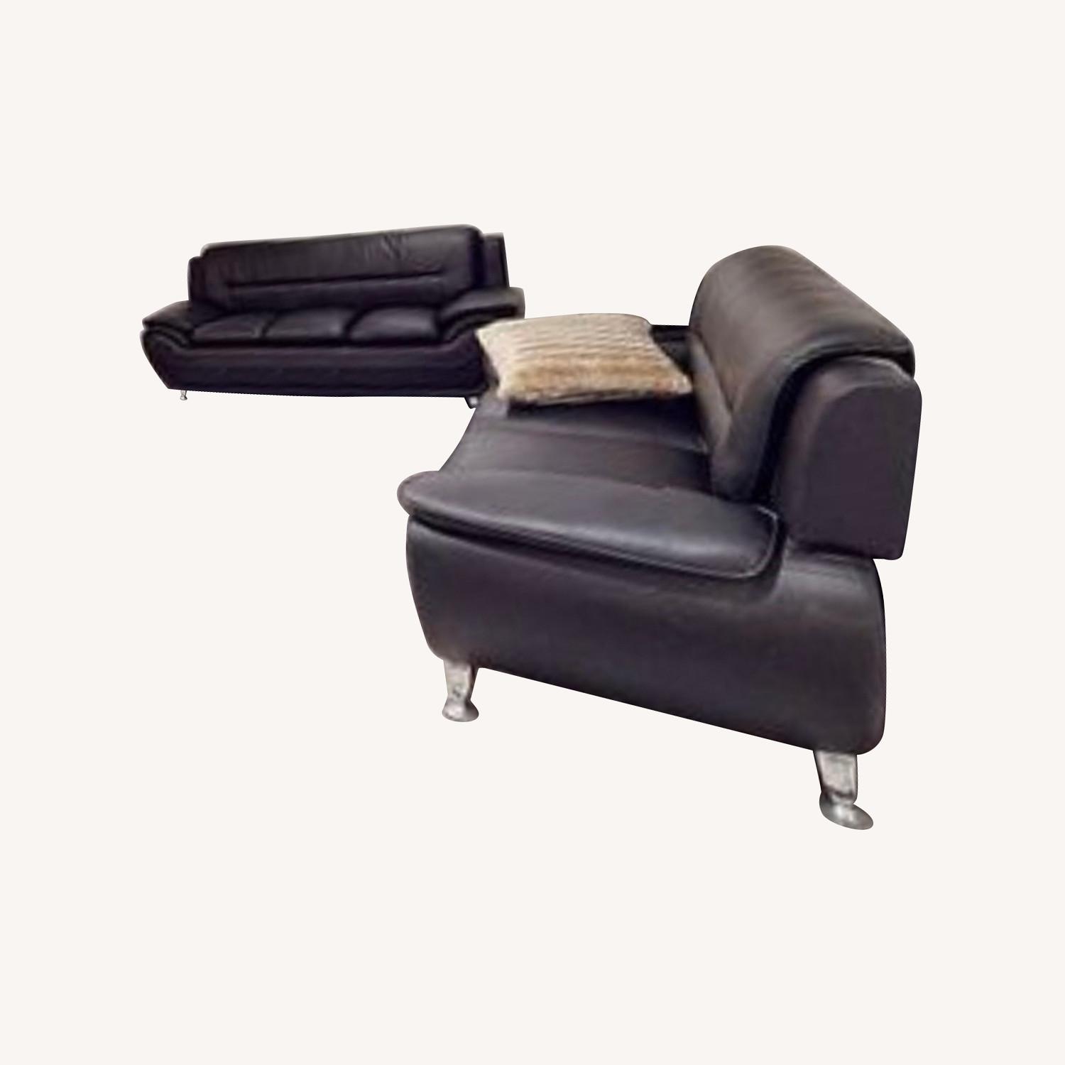 Black Leather Sofa - image-0