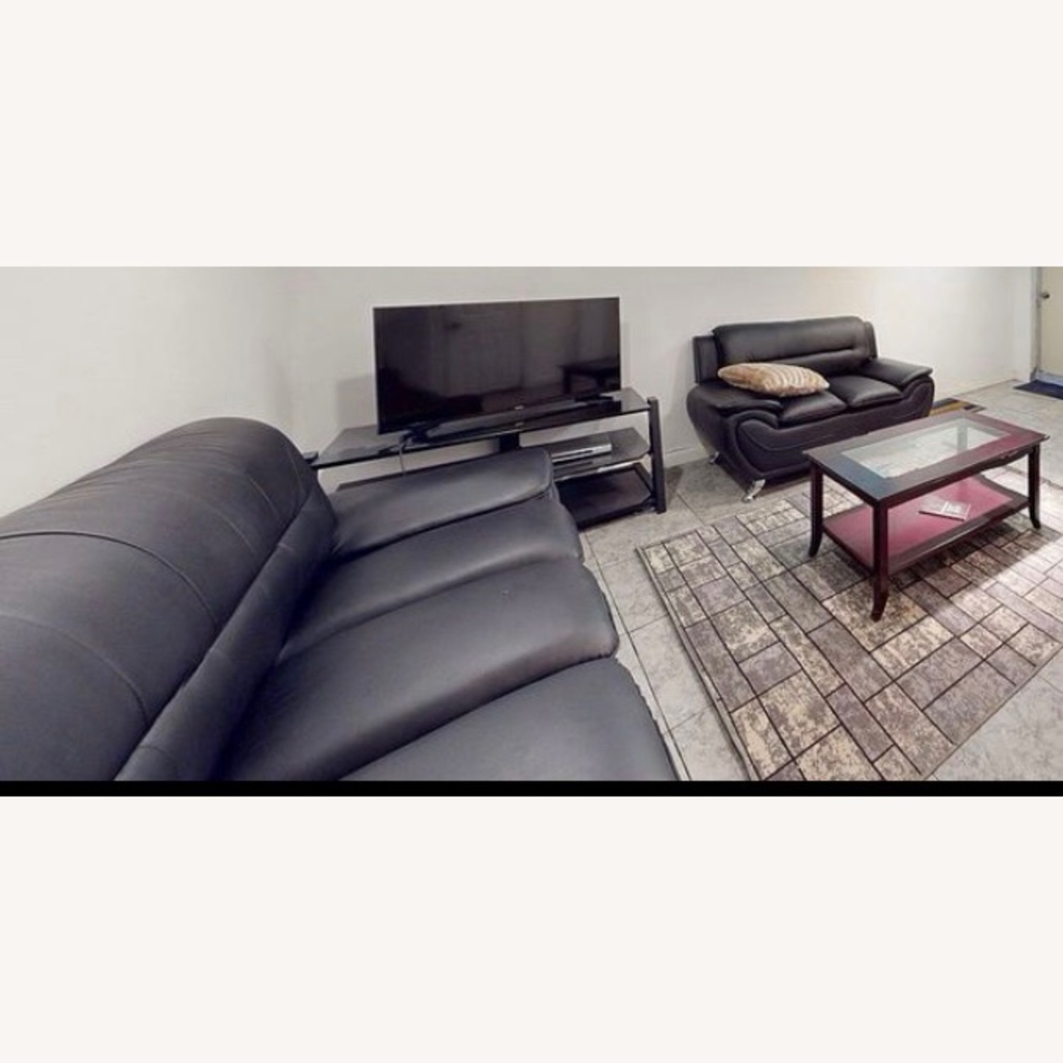 Black Leather Sofa - image-2