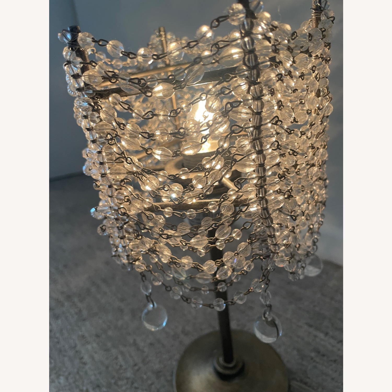 RH Baby and Child Glass and Pewter Lamp - image-6