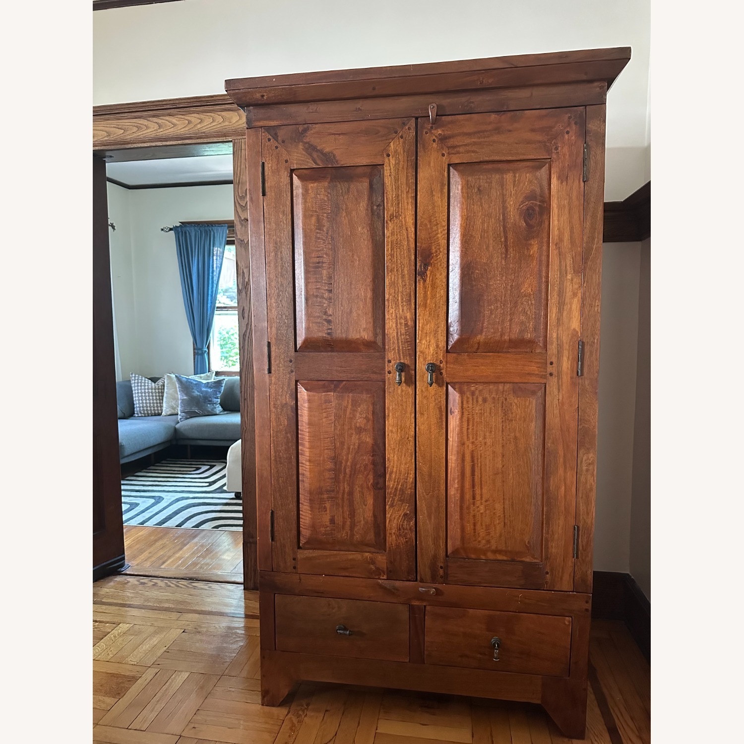 Solid Wood Armoire Wardrobe Media Center  - image-1