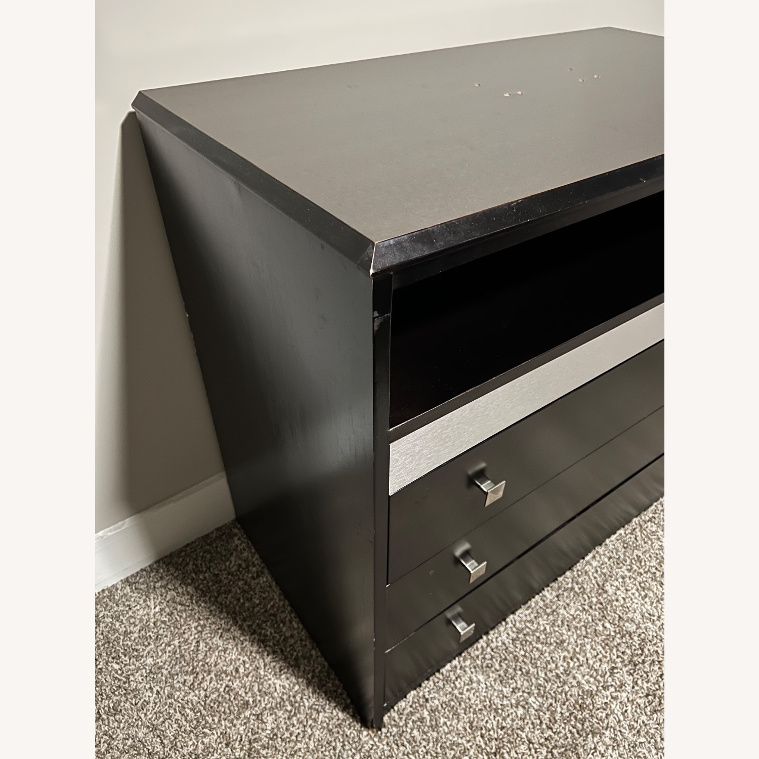 3 Drawer Black Wooden Dresser - image-5