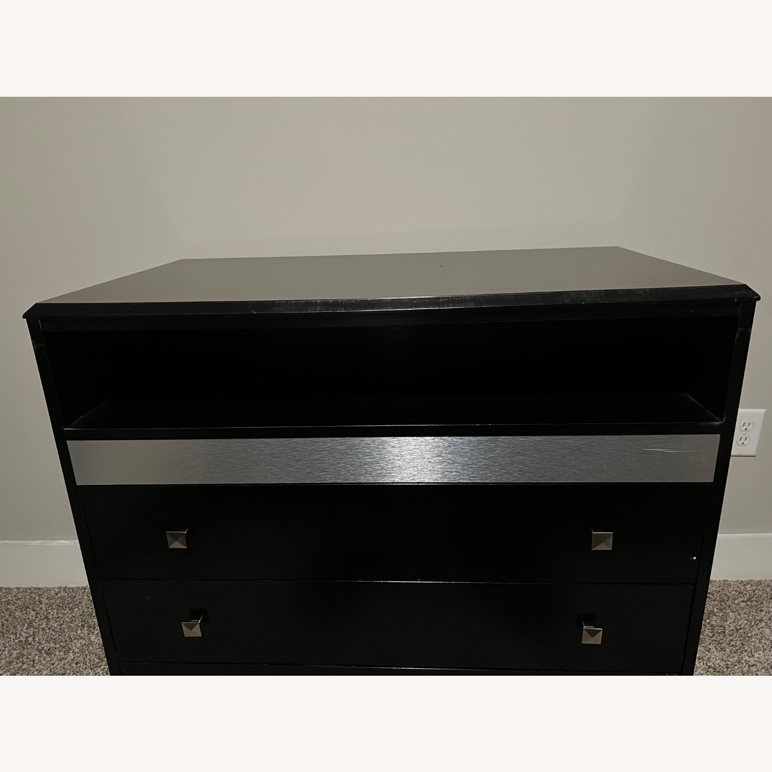 3 Drawer Black Wooden Dresser - image-3