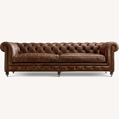 Used RH Kensington Leather Brown Couch  for sale on AptDeco