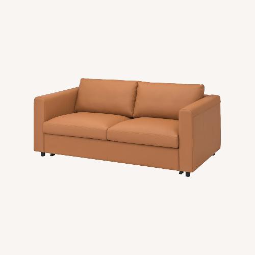 Used IKEA FINNALA Sleeper Sofa Golden Brown Leather for sale on AptDeco