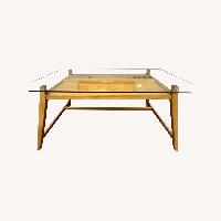 MCM Japanese Oak + Glass Top With Pull-Out Drawer