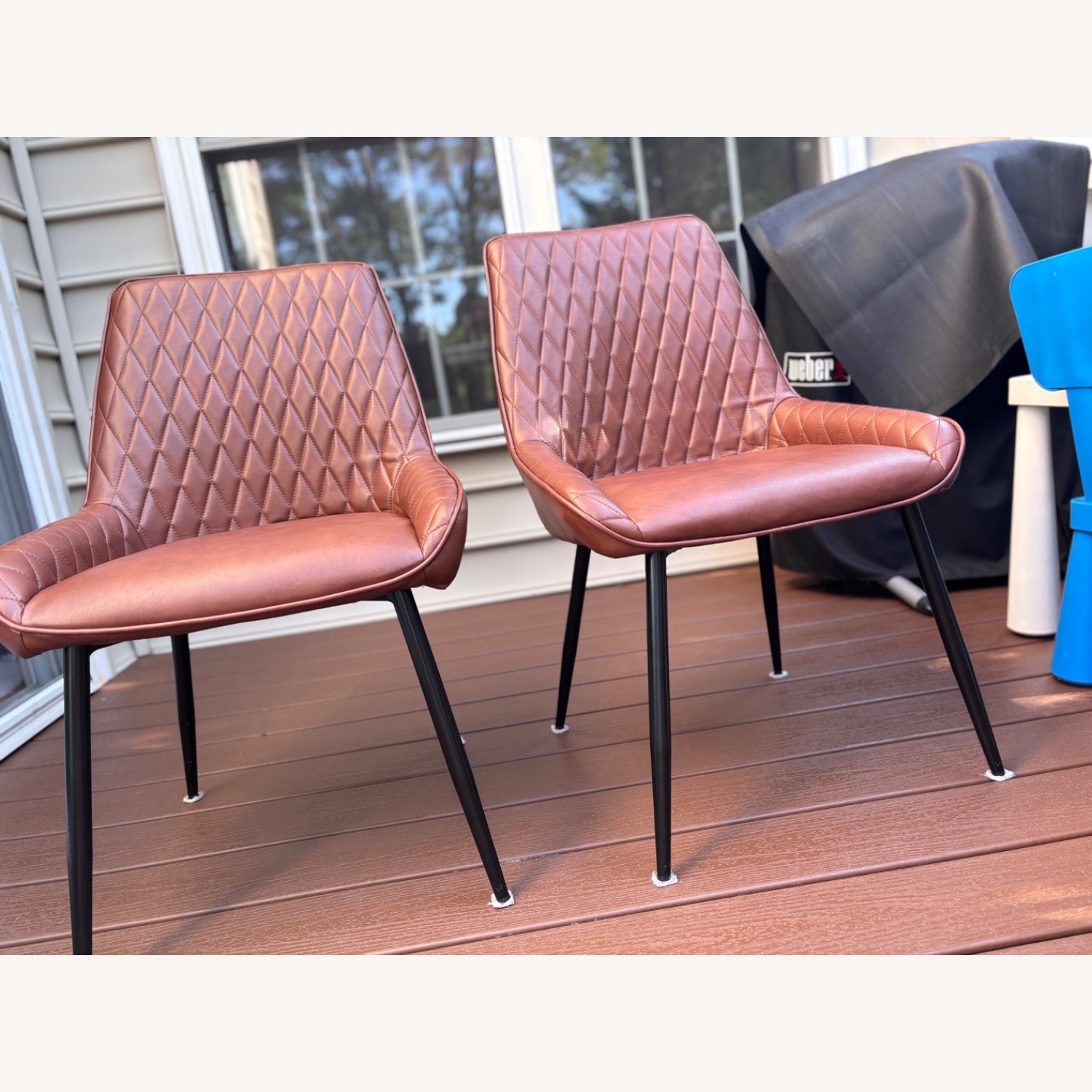 Tufted Faux Brown Dining Chair Set - image-1