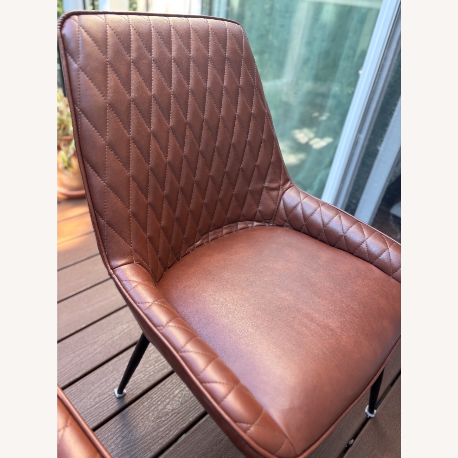 Tufted Faux Brown Dining Chair Set - image-3