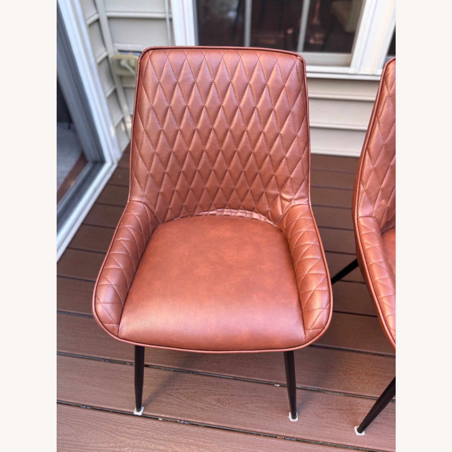 Tufted Faux Brown Dining Chair Set - image-2