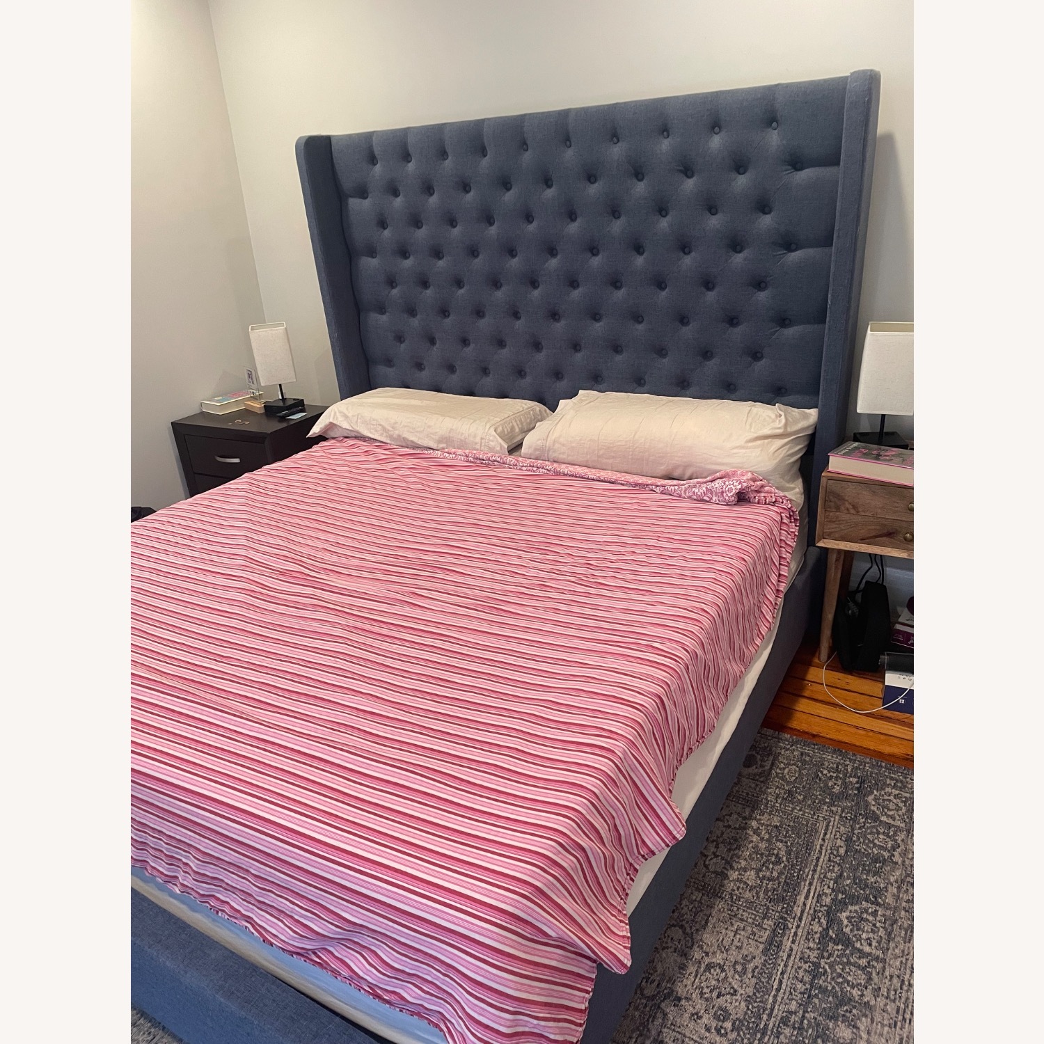 Bob’s Furniture Blue King Bedframe - image-1