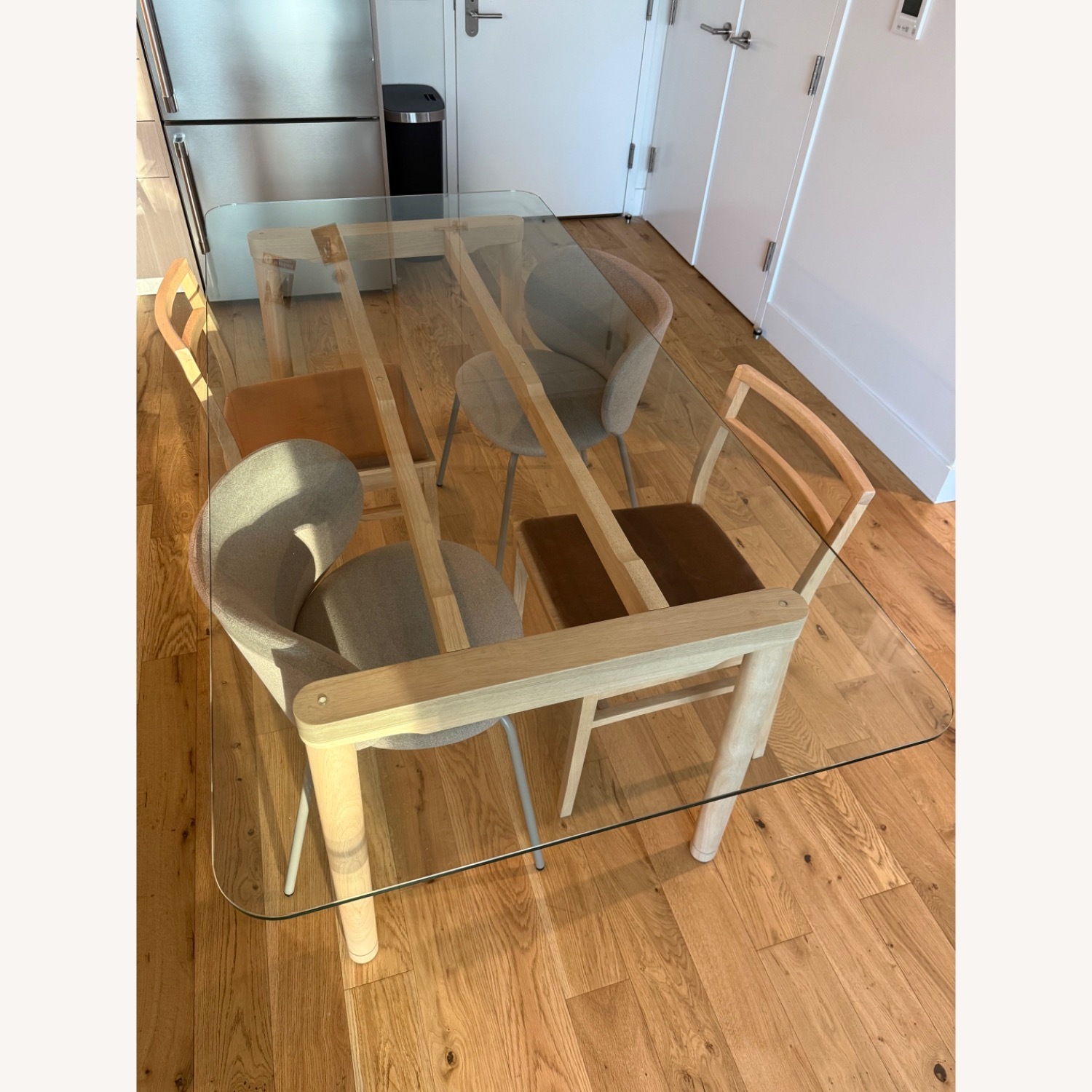 West Elm Larson 76" Dining Table Glass Blonde - image-3