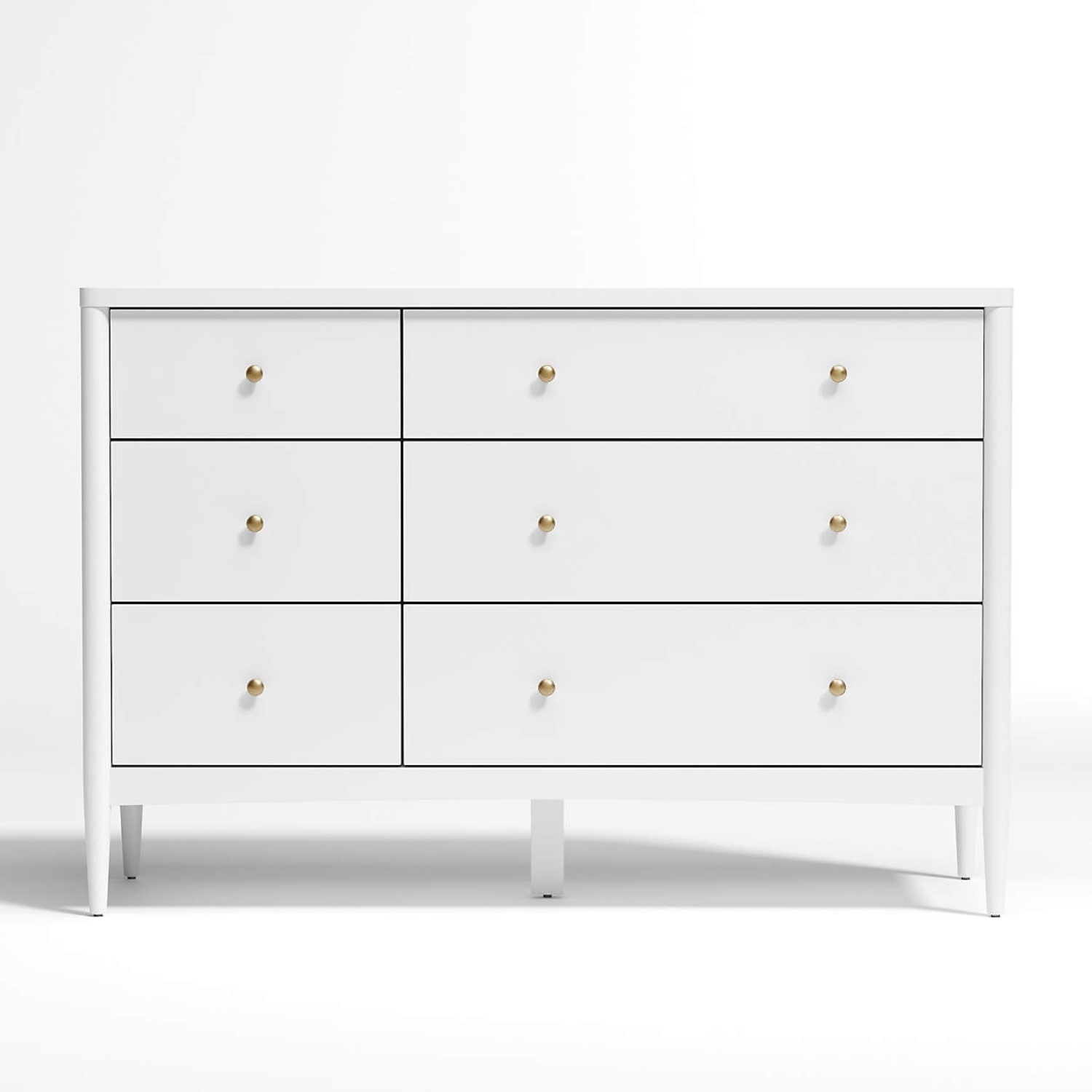 Crate & Barrel Hampshire 50" White Wood 6-Drawer Kids Dresser - image-4