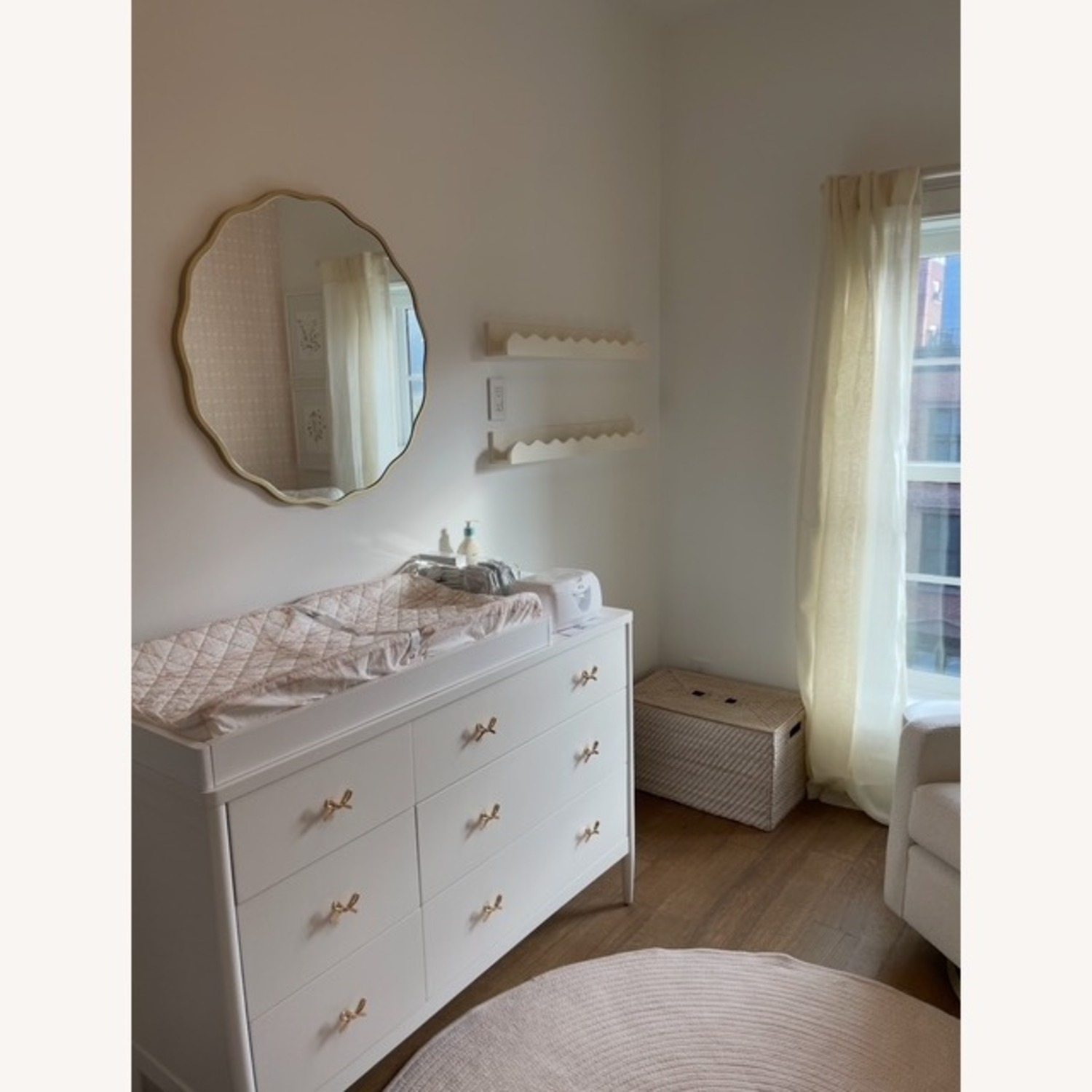 Crate & Barrel Hampshire 50" White Wood 6-Drawer Kids Dresser - image-2