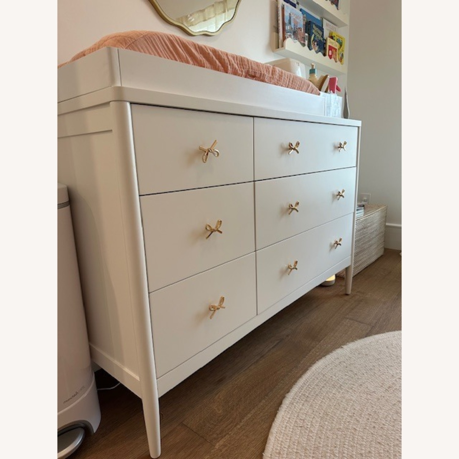Crate & Barrel Hampshire 50" White Wood 6-Drawer Kids Dresser - image-3