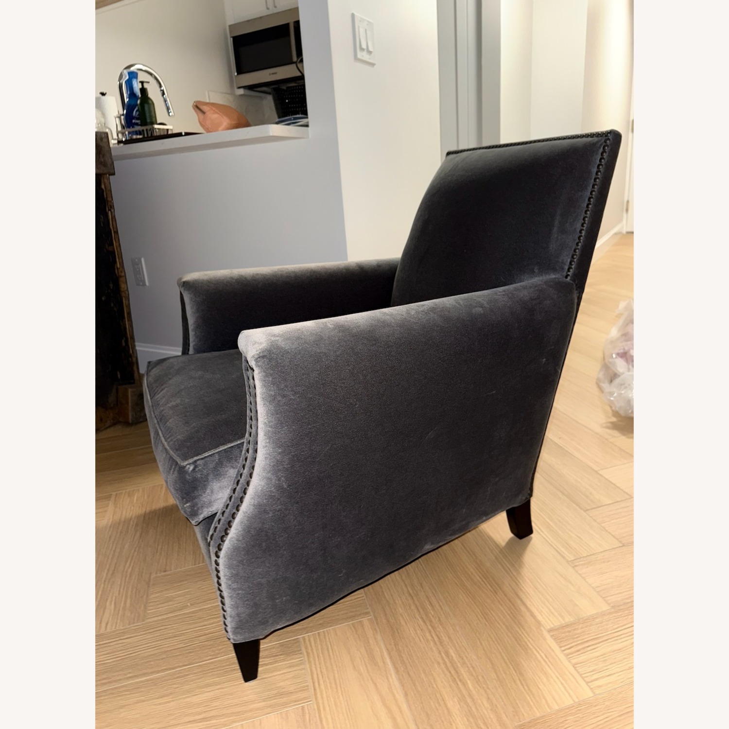 Restoration Hardware Marcel Club Chair Gray Velvet - image-9
