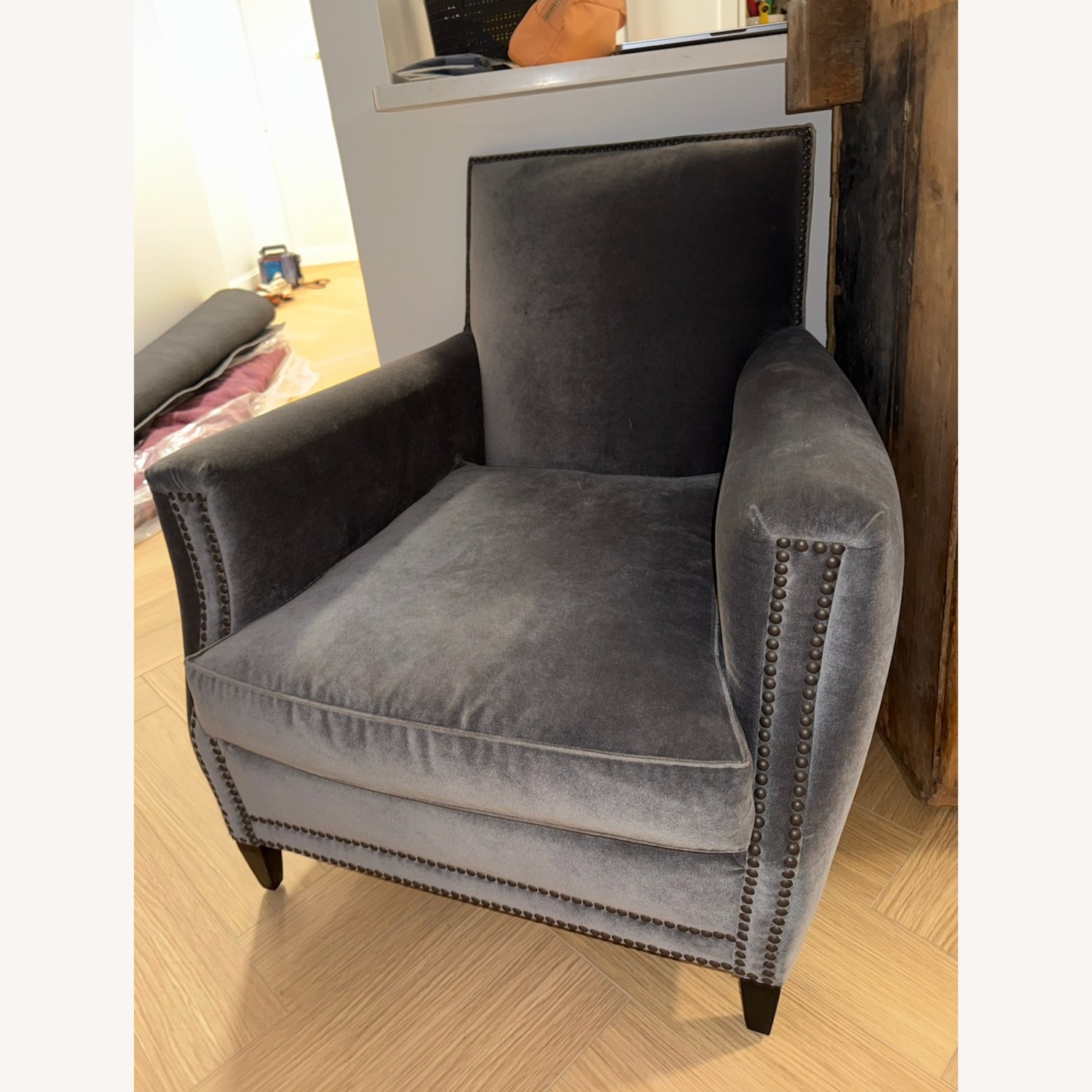 Restoration Hardware Marcel Club Chair Gray Velvet - image-7