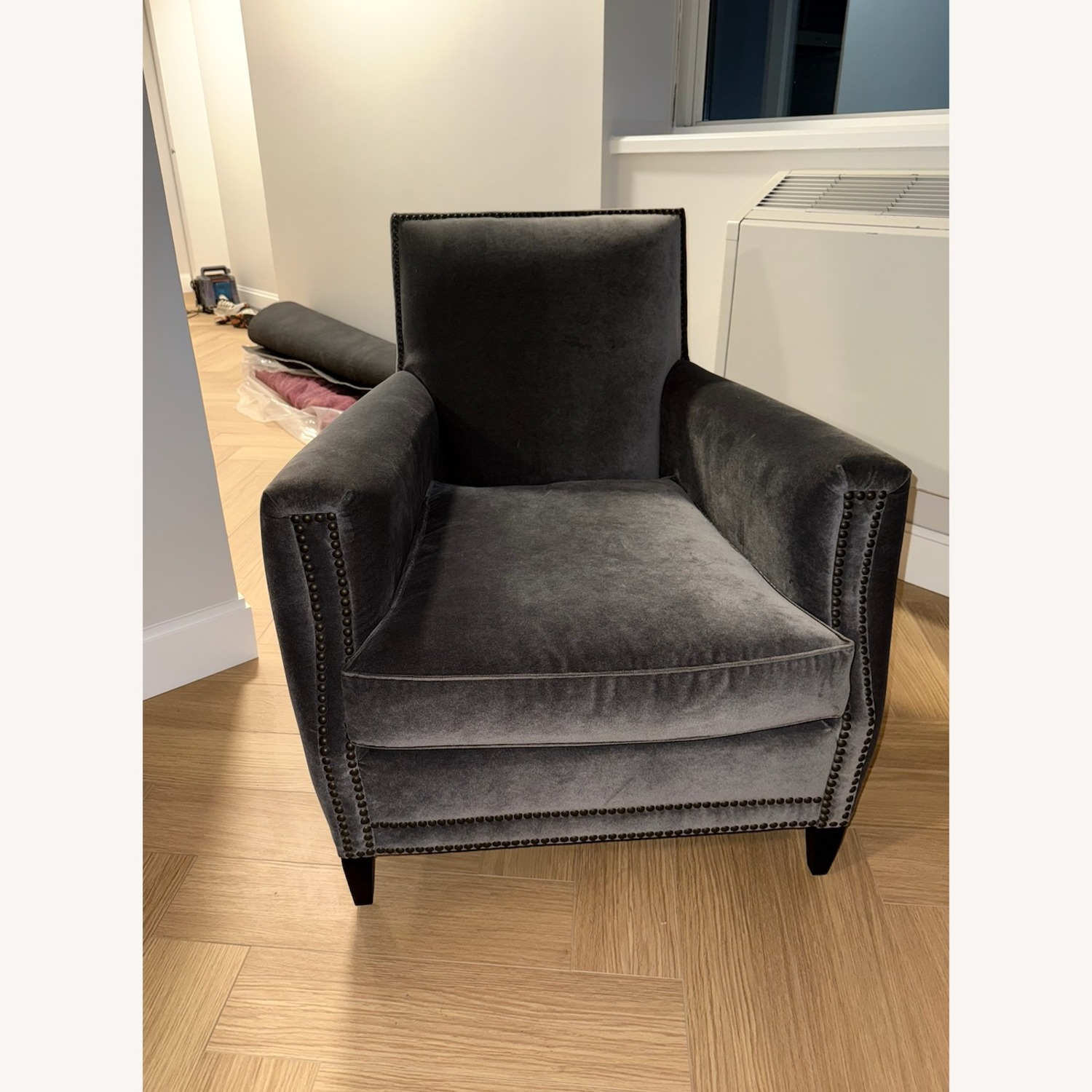 Restoration Hardware Marcel Club Chair Gray Velvet - image-2