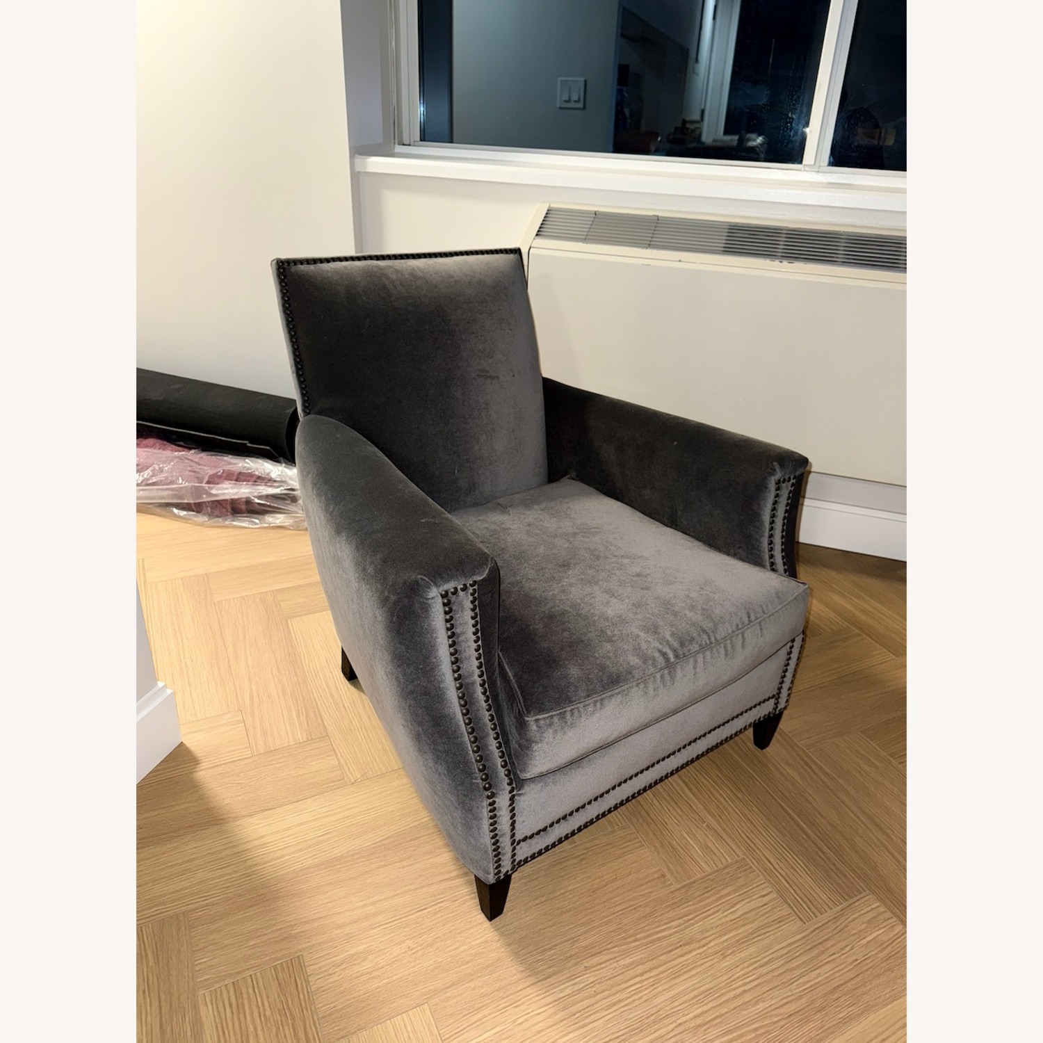 Restoration Hardware Marcel Club Chair Gray Velvet - image-1