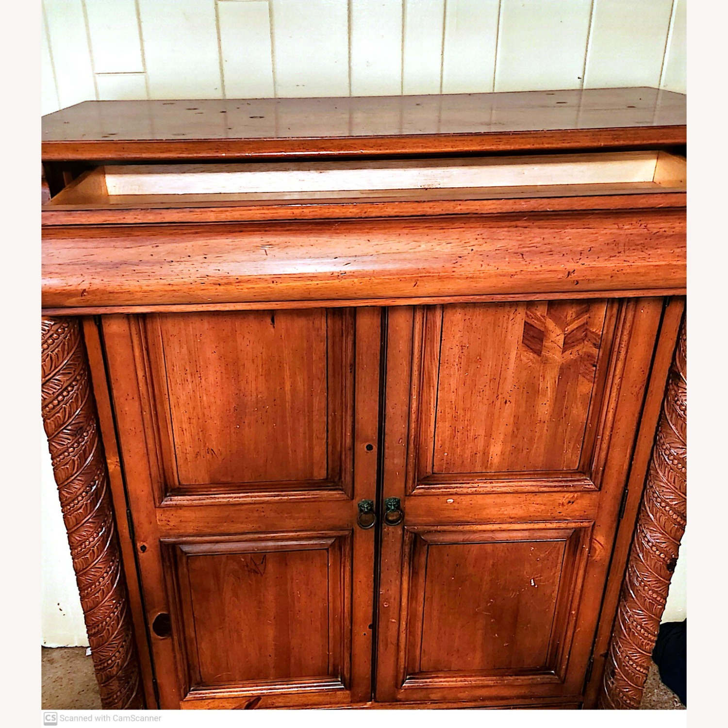 Vintage Solid Wood Armoire / Wardrobe Cabinet - image-2