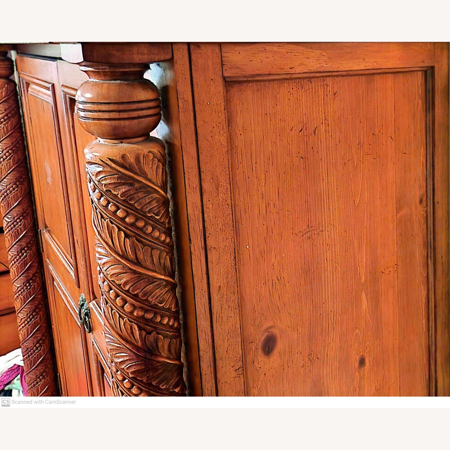 Vintage Solid Wood Armoire / Wardrobe Cabinet - image-3