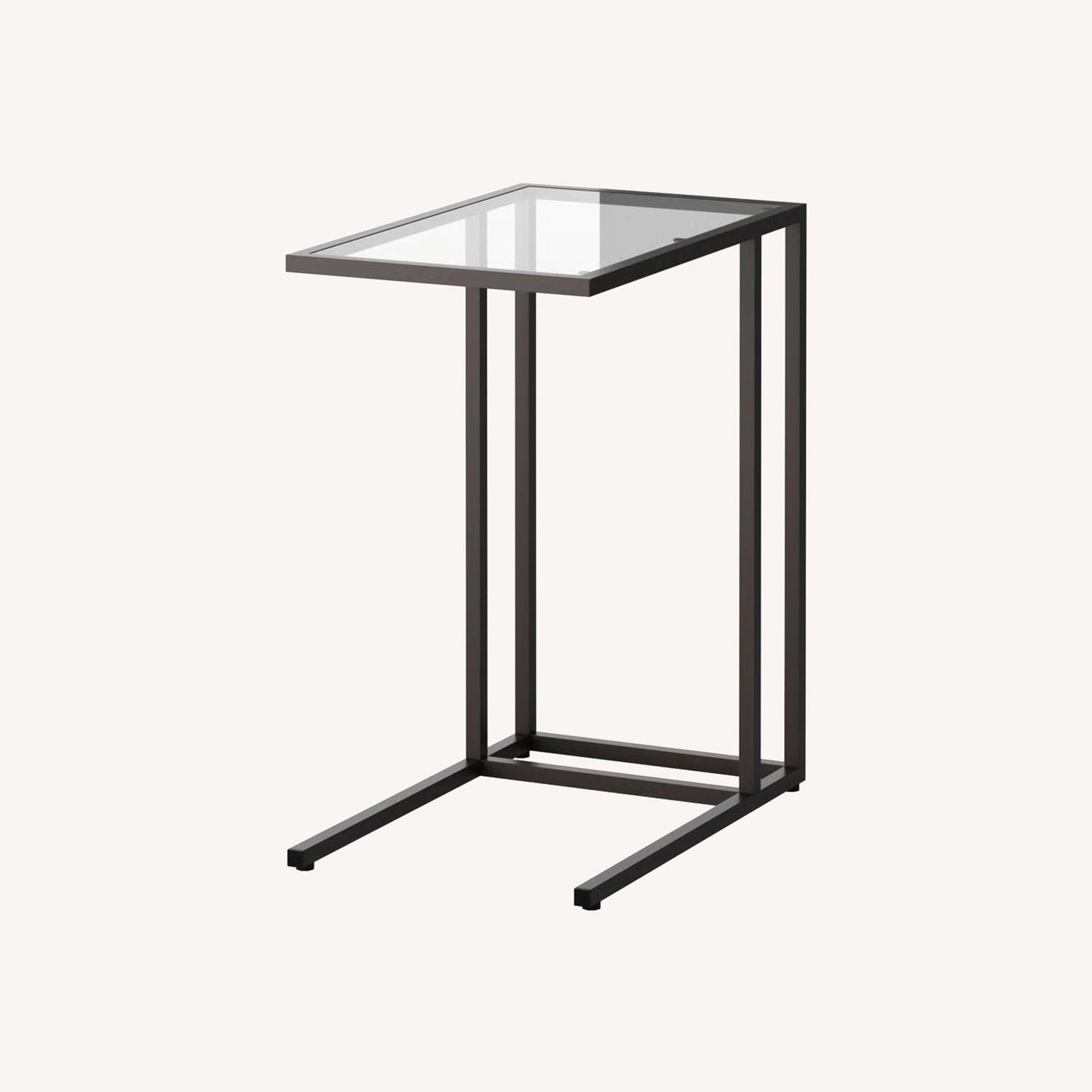 IKEA VITTSJÖ Laptop Stand Black Brown Glass - image-0