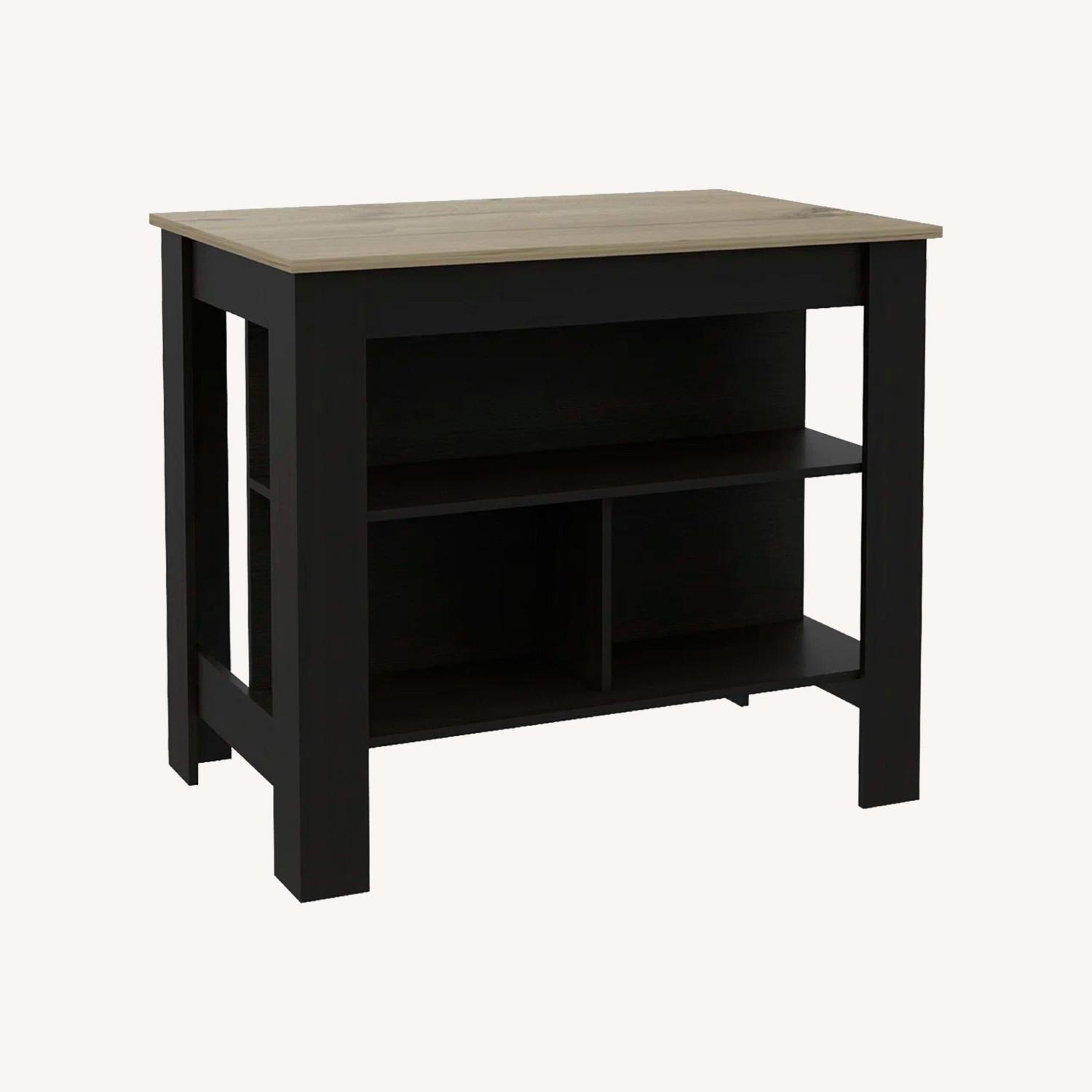 Wayfair 3-Shelf Wooden Kitchen Island Black / Walnut - image-0
