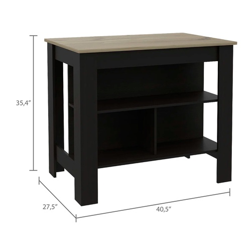 Used Wayfair 3-Shelf Wooden Kitchen Island Black / Walnut for sale on AptDeco