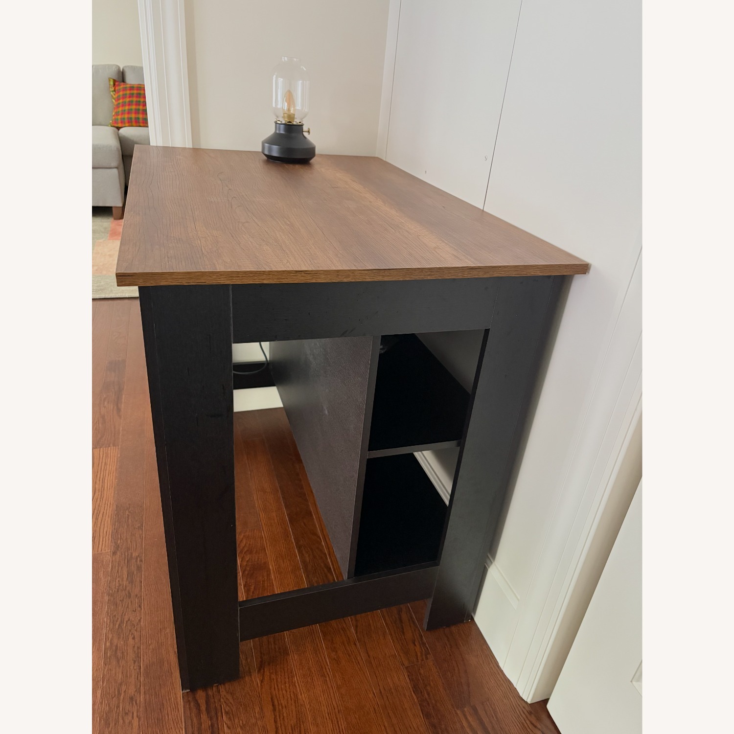 Wayfair 3-Shelf Wooden Kitchen Island Black / Walnut - image-1