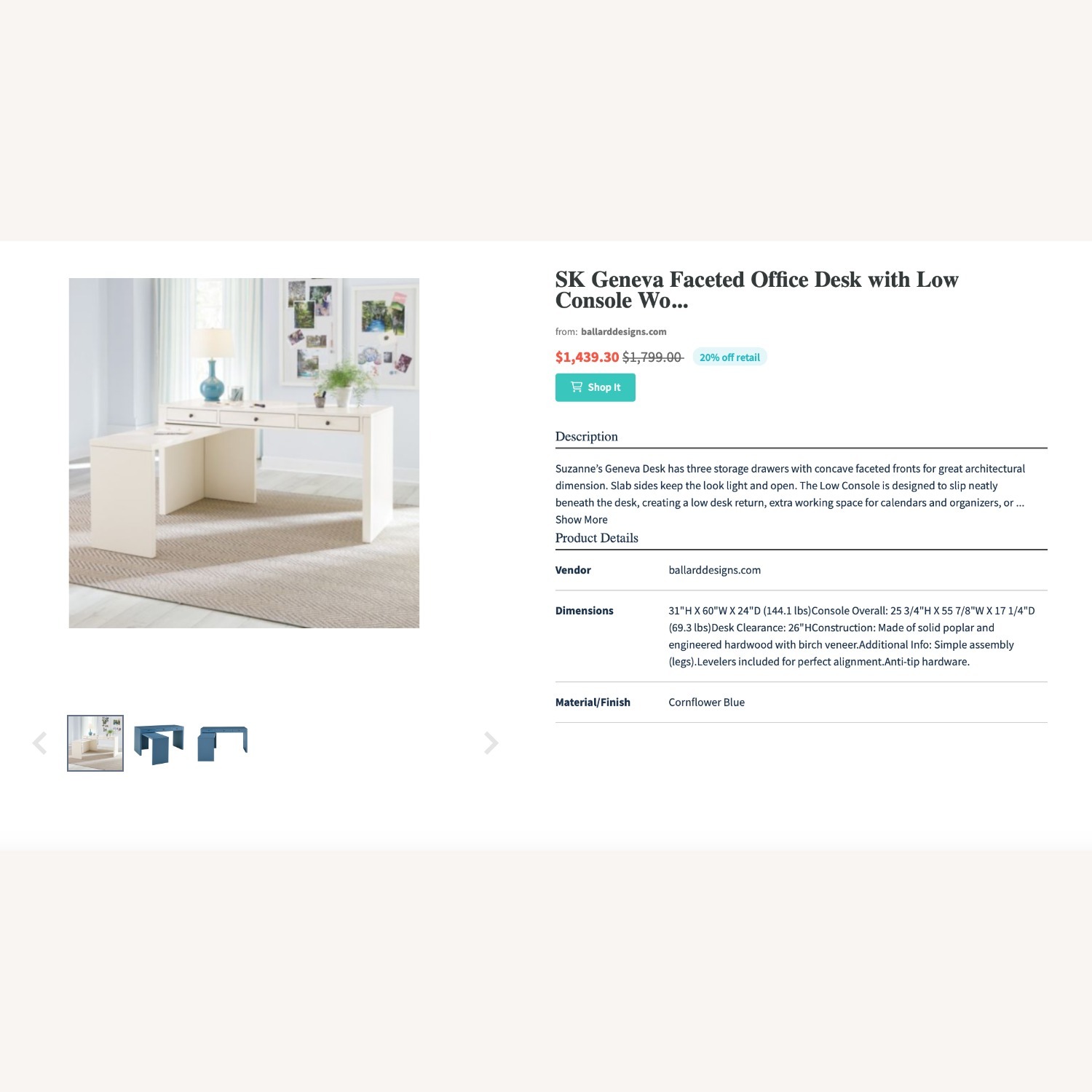 SK Geneva Faceted Office Desk - image-2