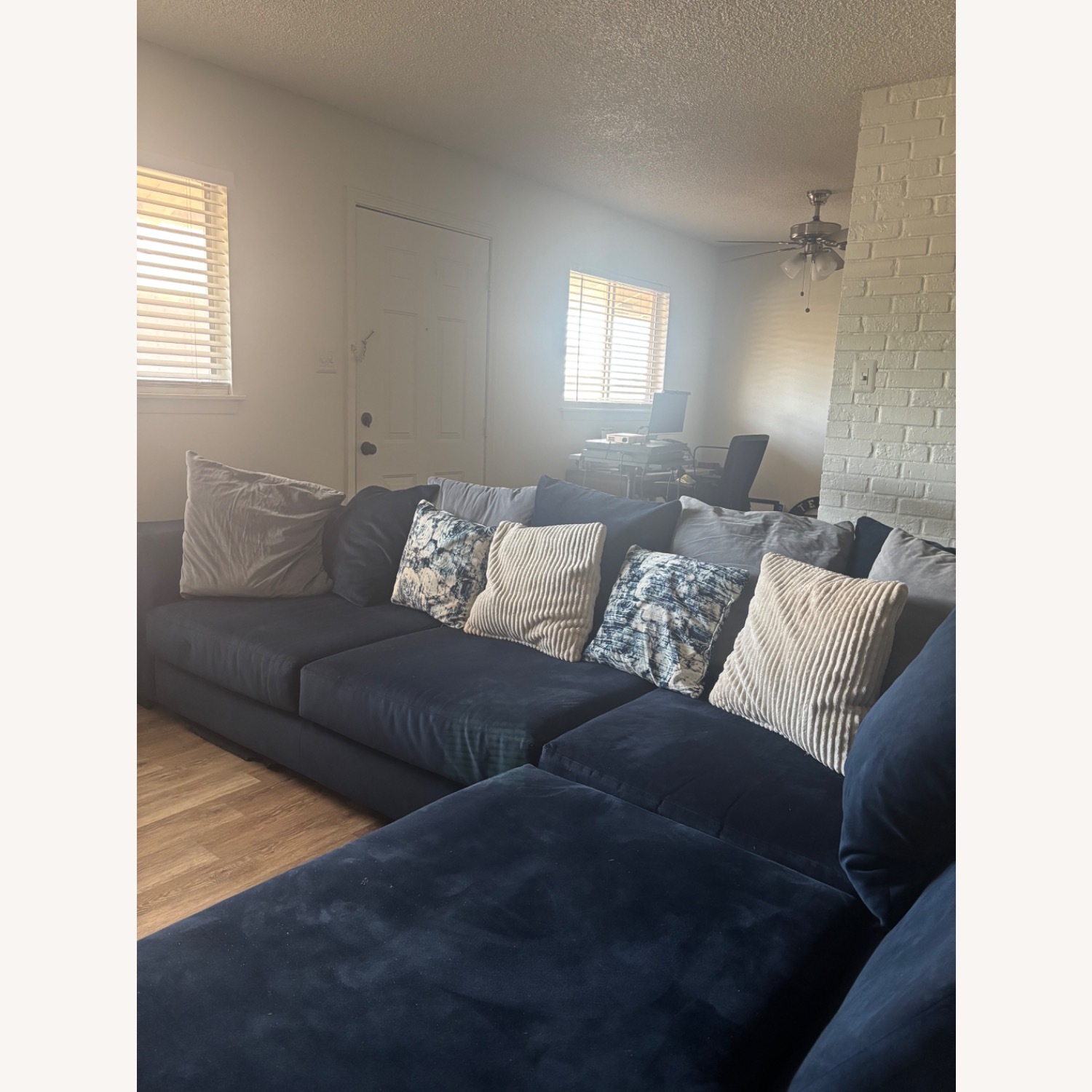 Blue L Shaped Sectional Sofa - image-5