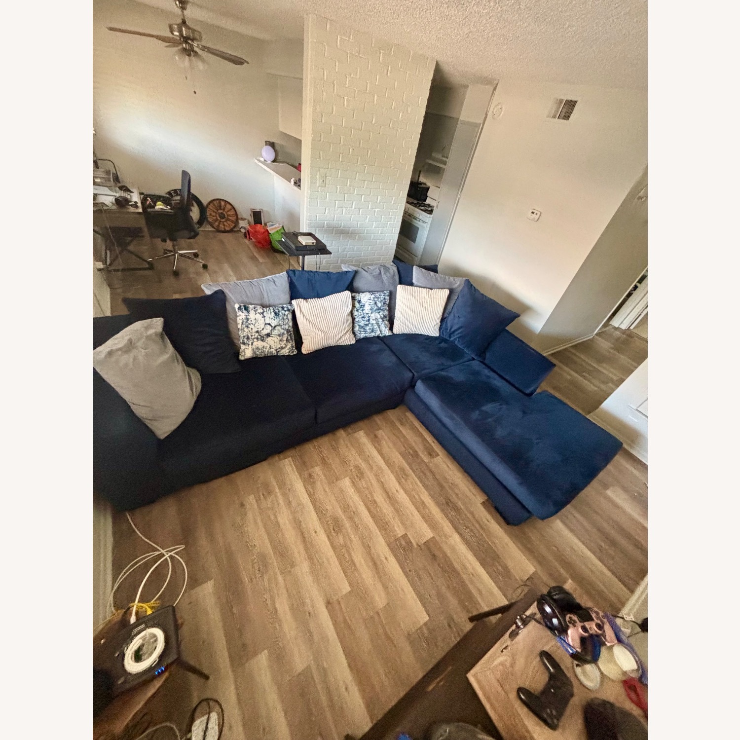 Blue L Shaped Sectional Sofa - image-3