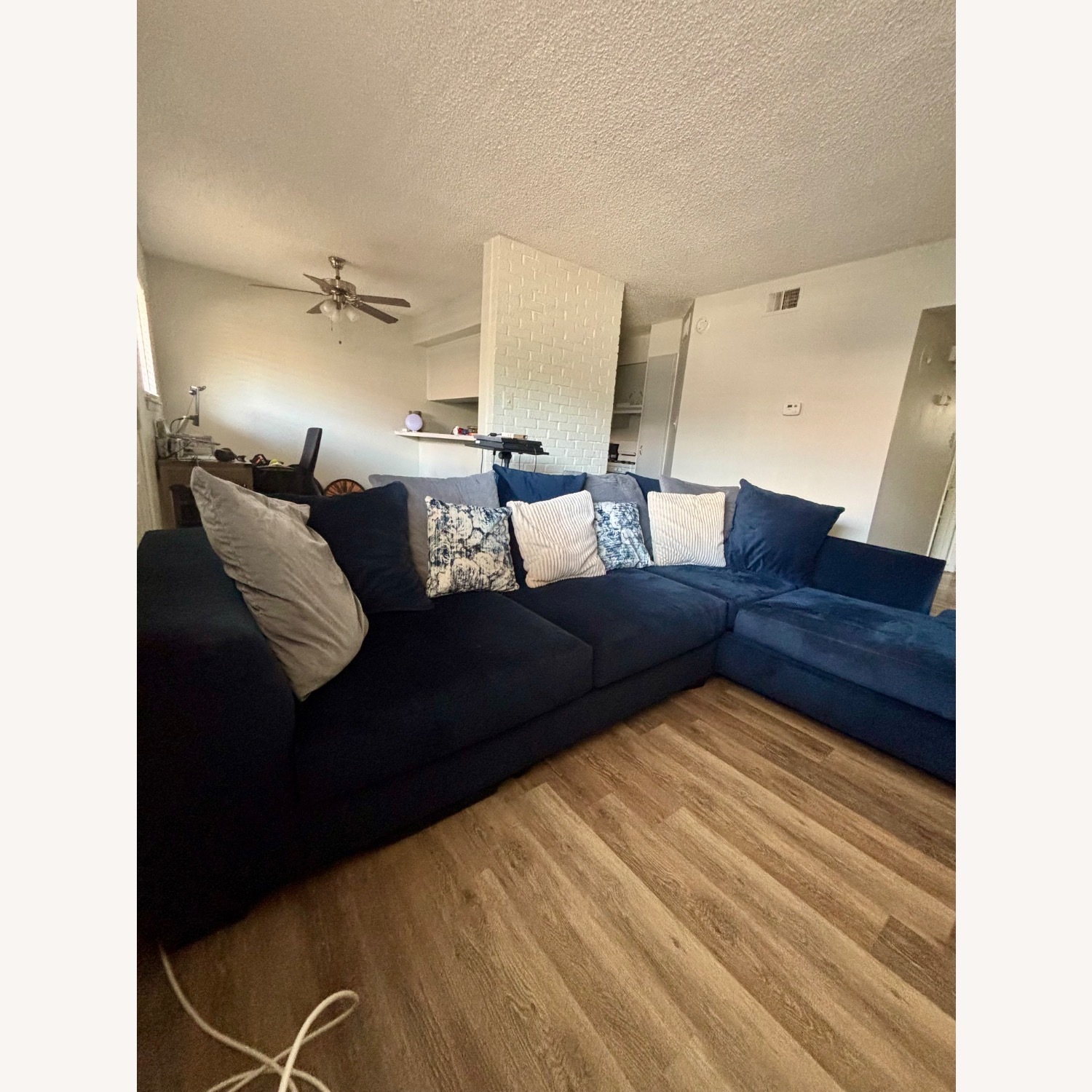 Blue L Shaped Sectional Sofa - image-1