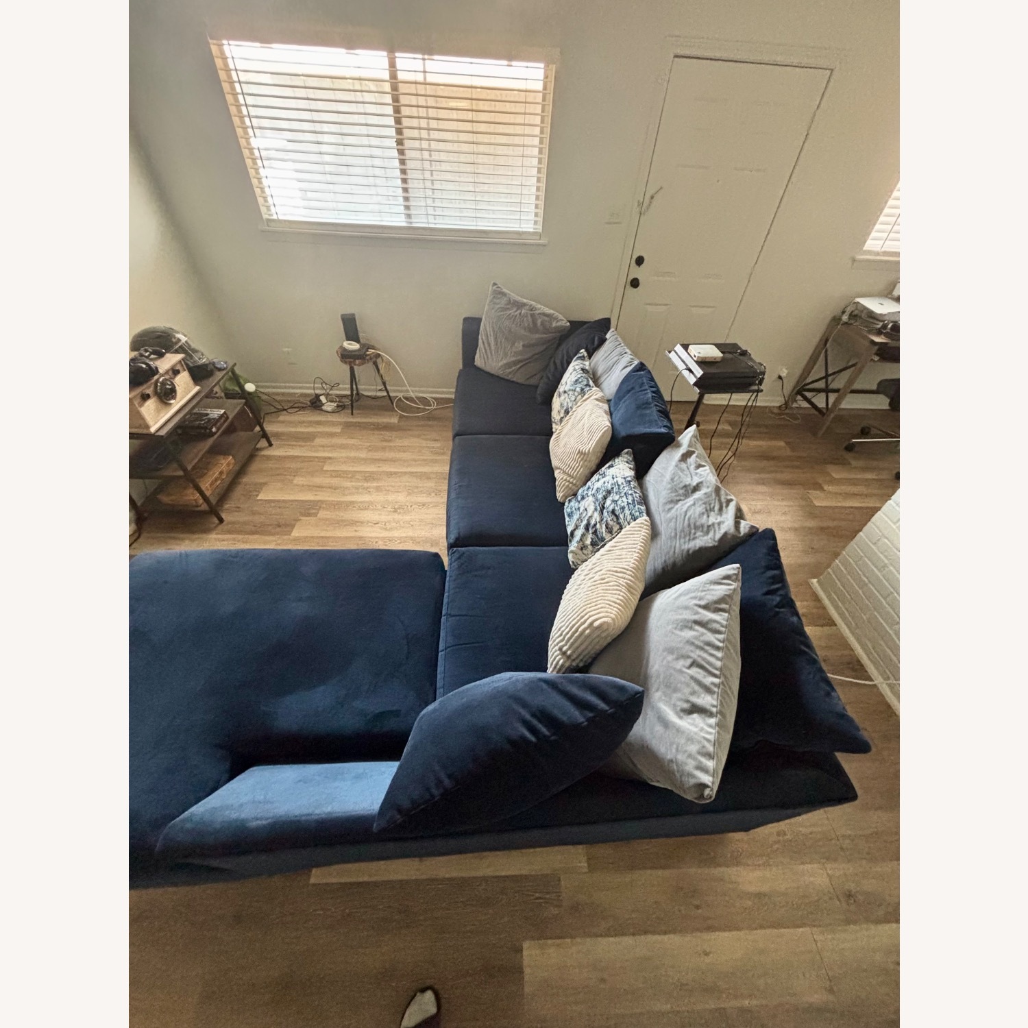 Blue L Shaped Sectional Sofa - image-7