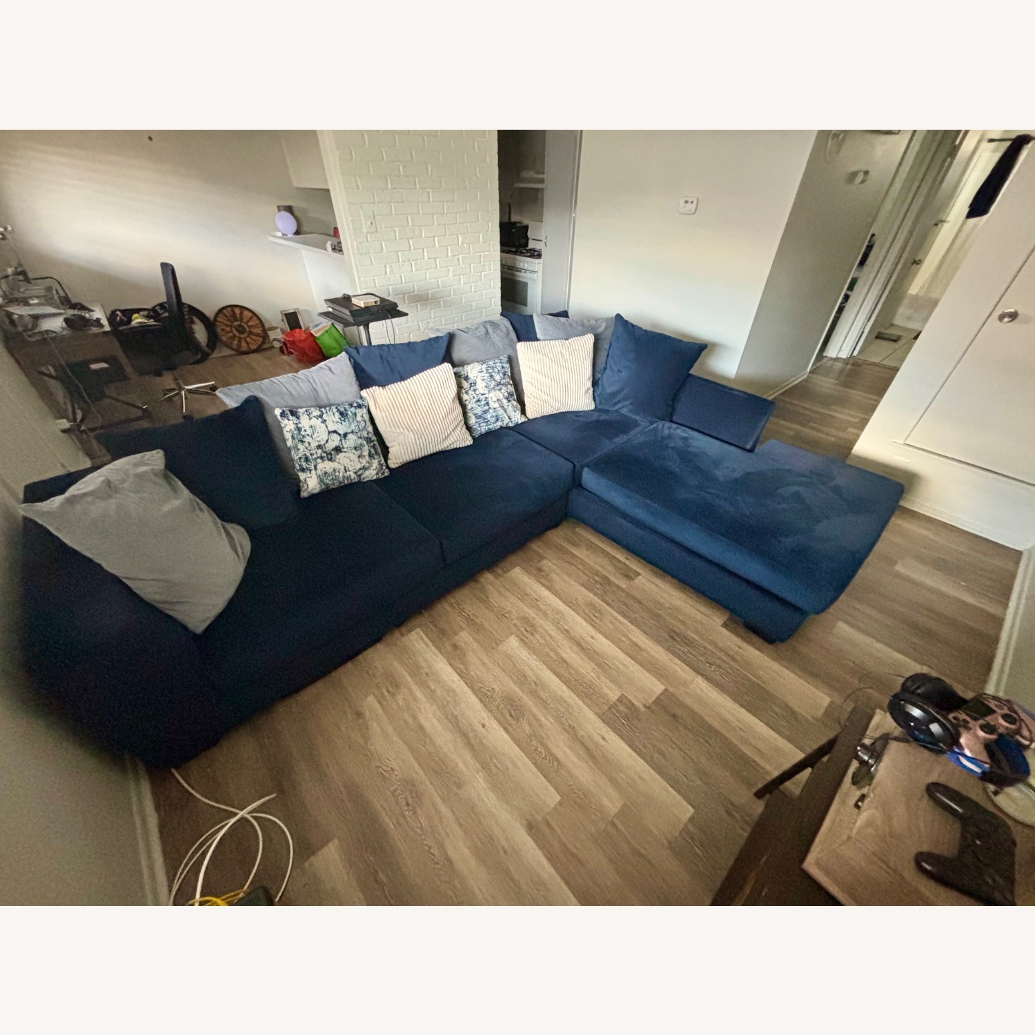 Blue L Shaped Sectional Sofa - image-2