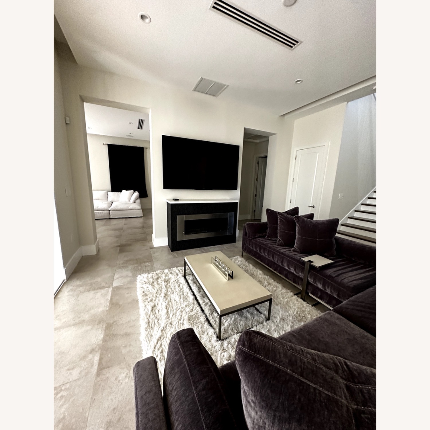 Ventura Sectional 3 PC Dark Grey Chenille - image-2