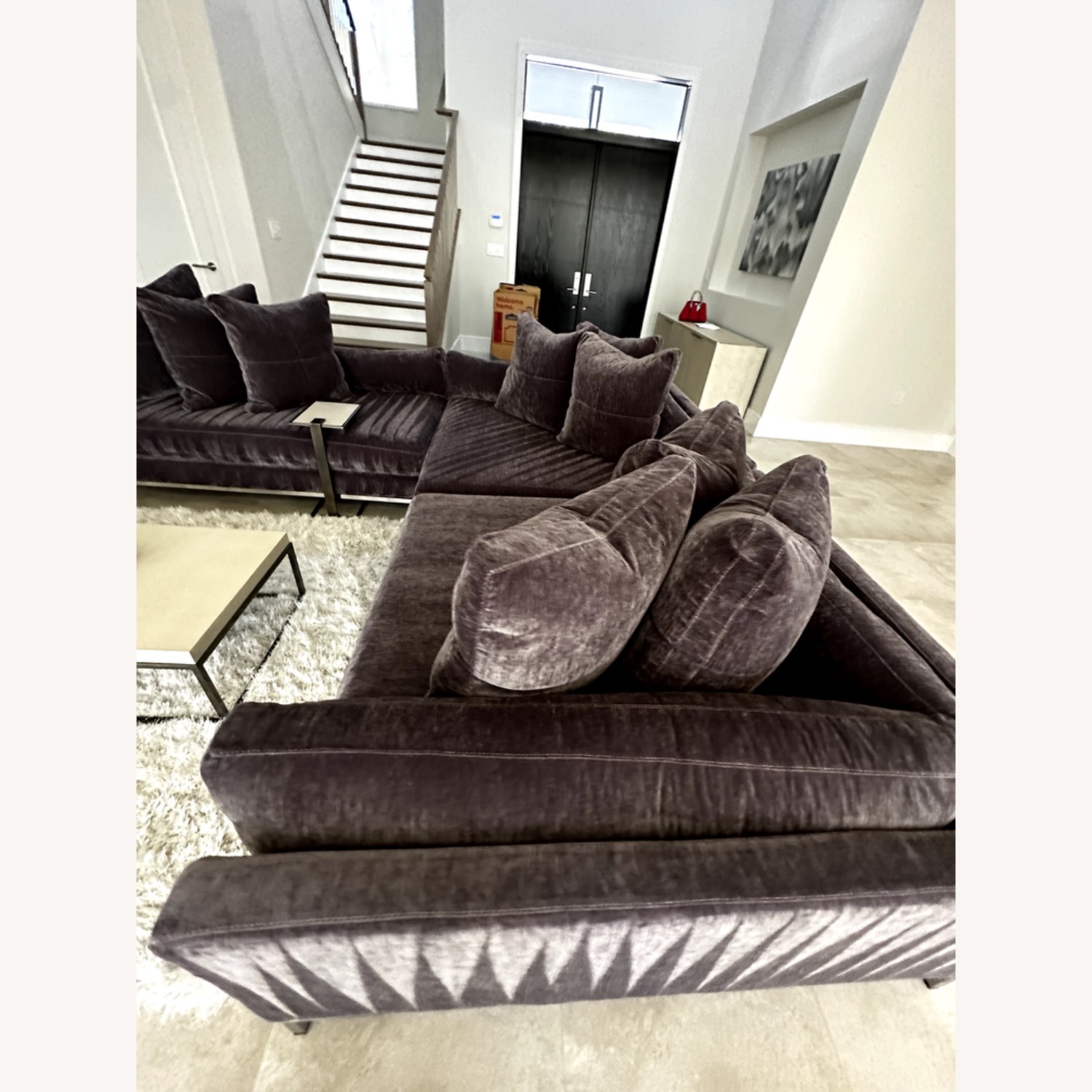 Ventura Sectional 3 PC Dark Grey Chenille - image-3