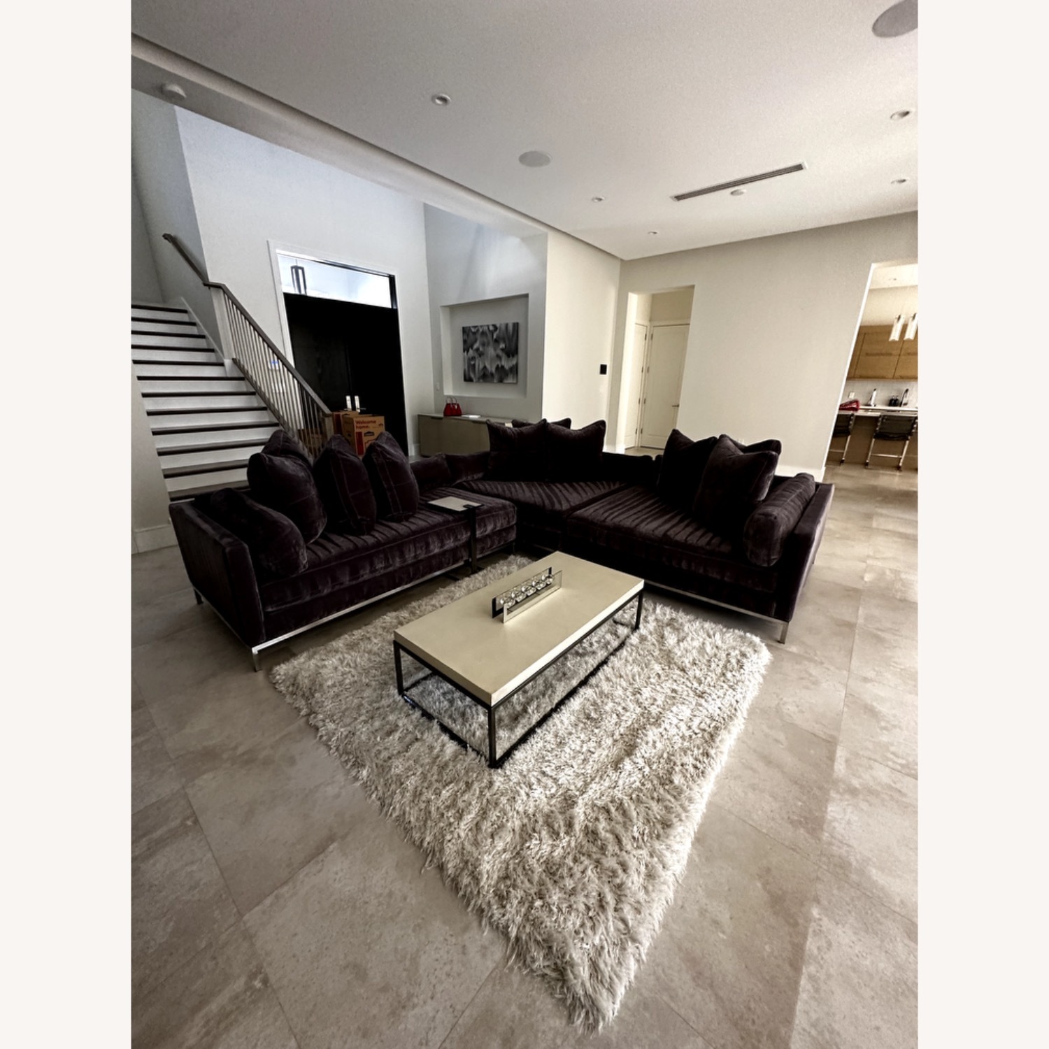 Ventura Sectional 3 PC Dark Grey Chenille - image-1