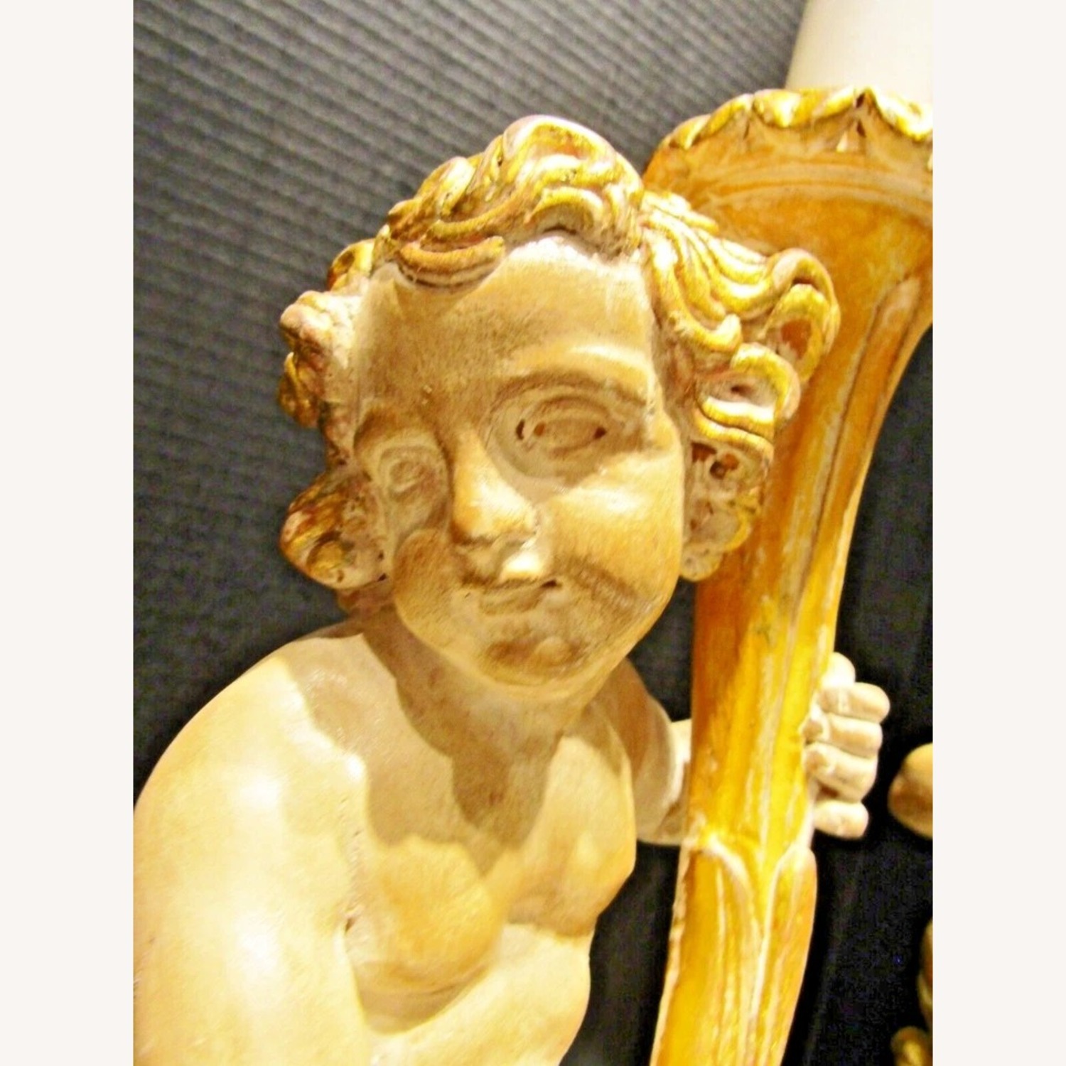 Pair Italian Hand Carved Putti Lamps - image-8