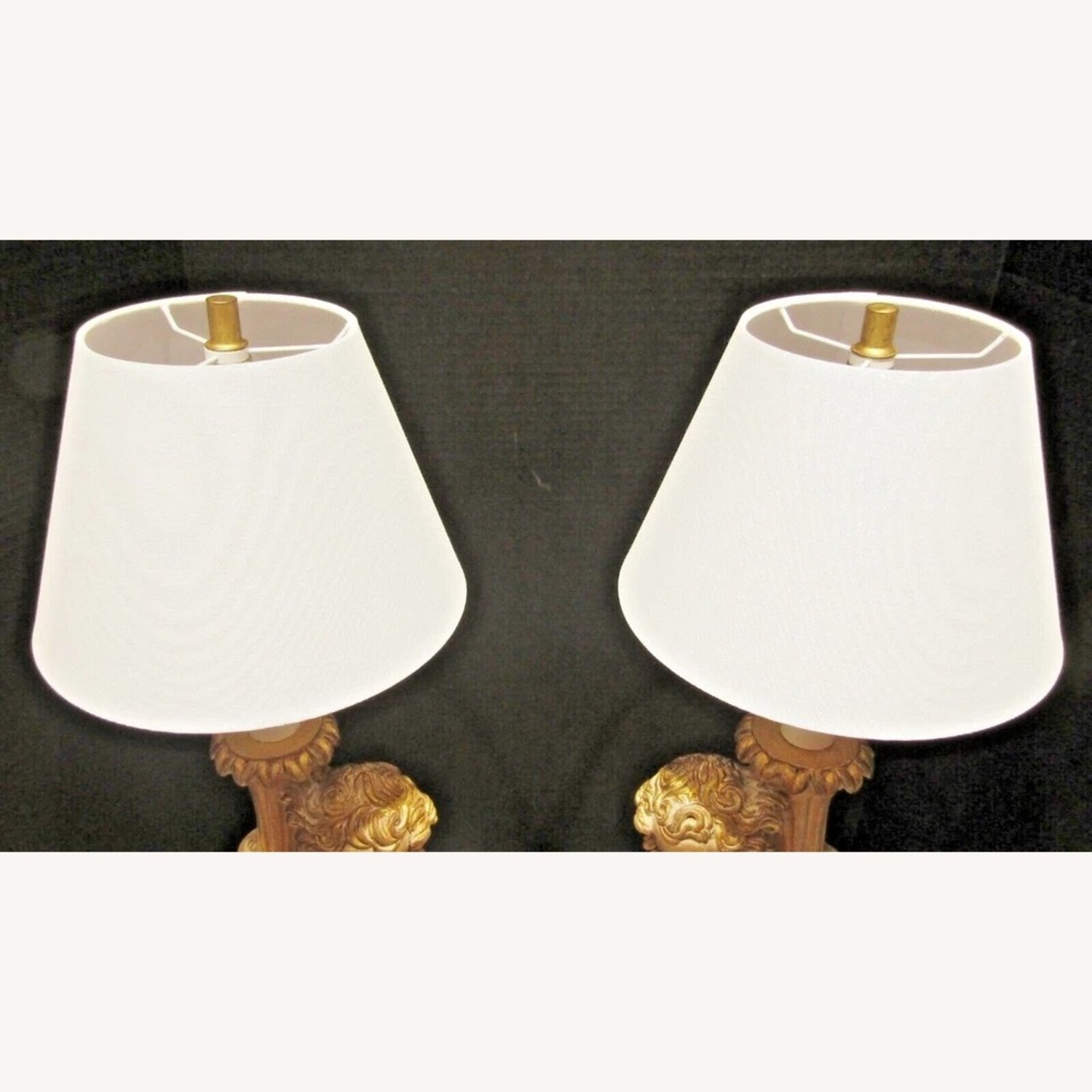 Pair Italian Hand Carved Putti Lamps - image-12