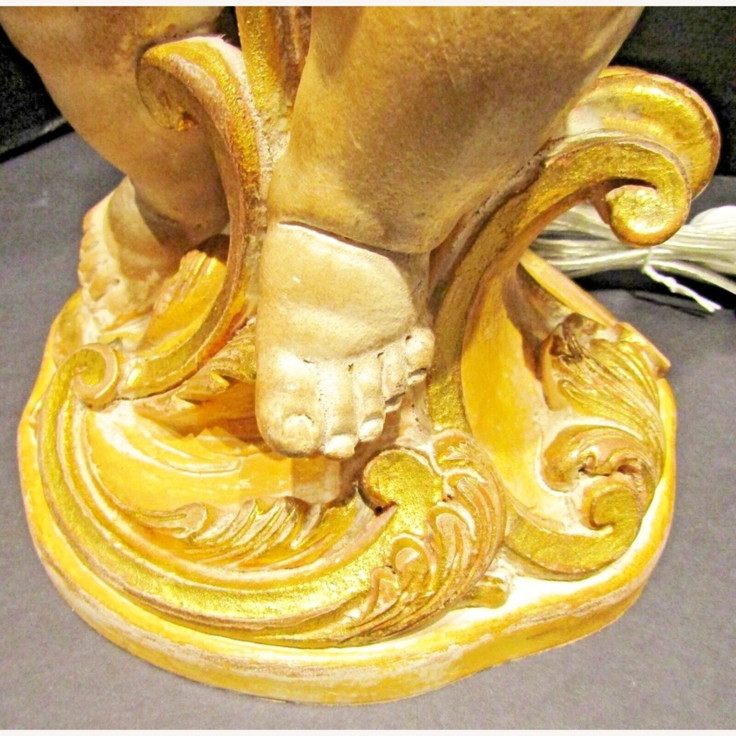 Pair Italian Hand Carved Putti Lamps - image-11