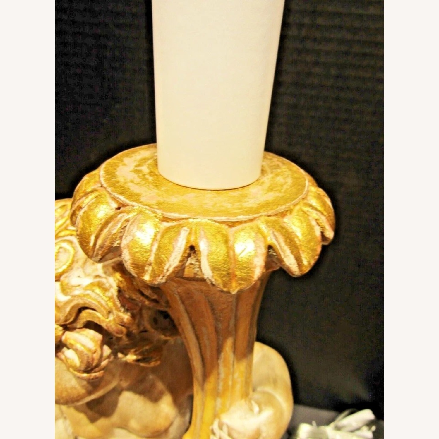 Pair Italian Hand Carved Putti Lamps - image-10