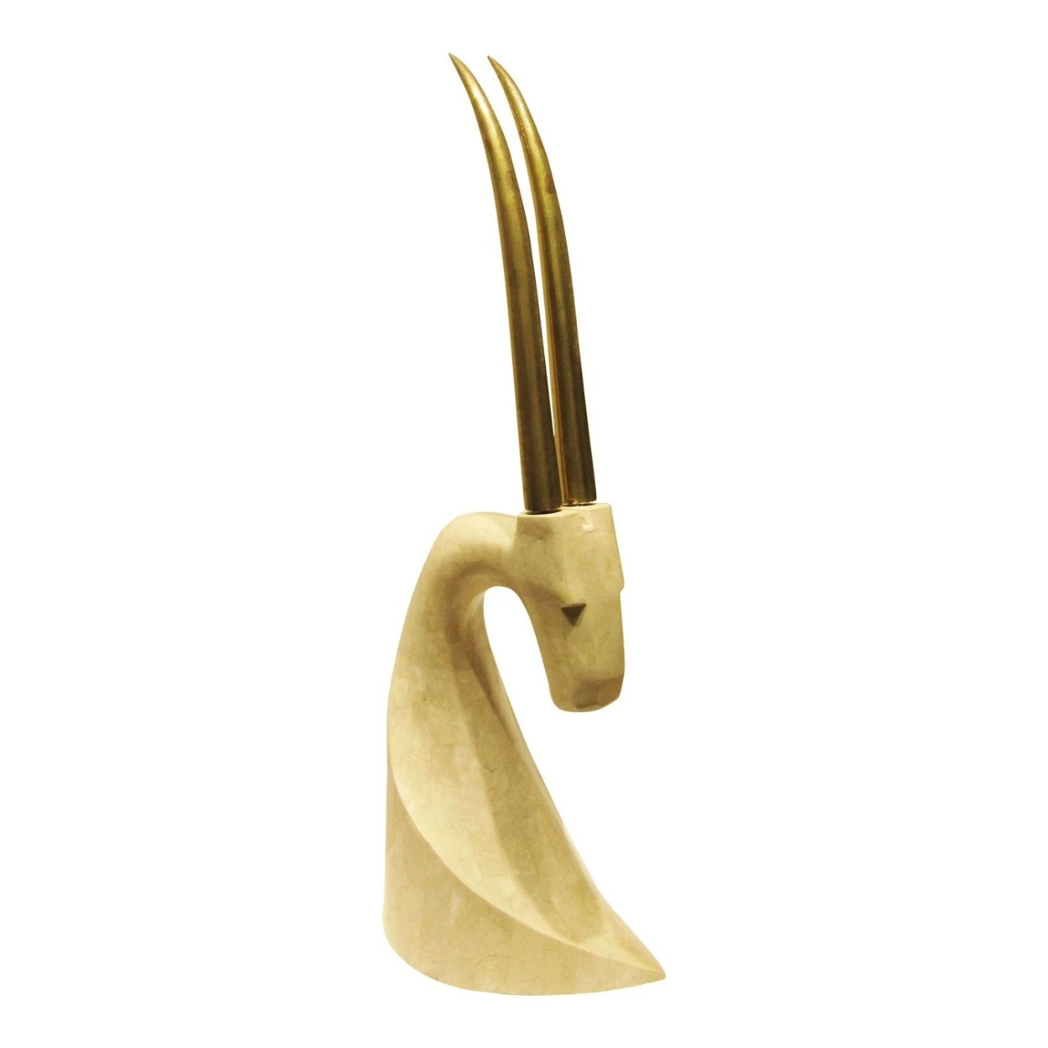 Travertine Stone Gazelle Sculpture Karl Springer - image-1
