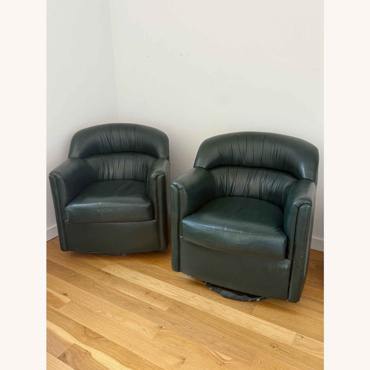 Leather Green Chairs - image-1